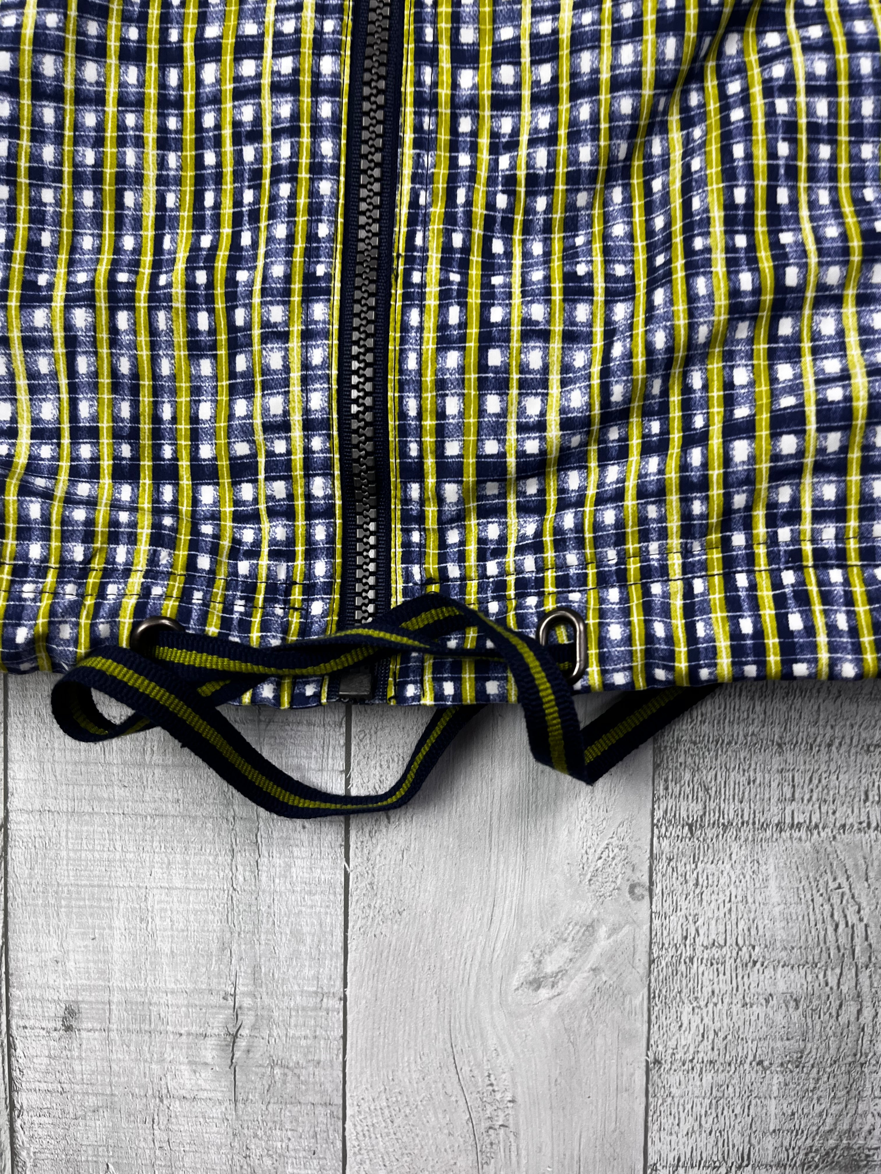 Reebok Vintage Trainingsjacke Muster 90s Dunkelblau Gelb L