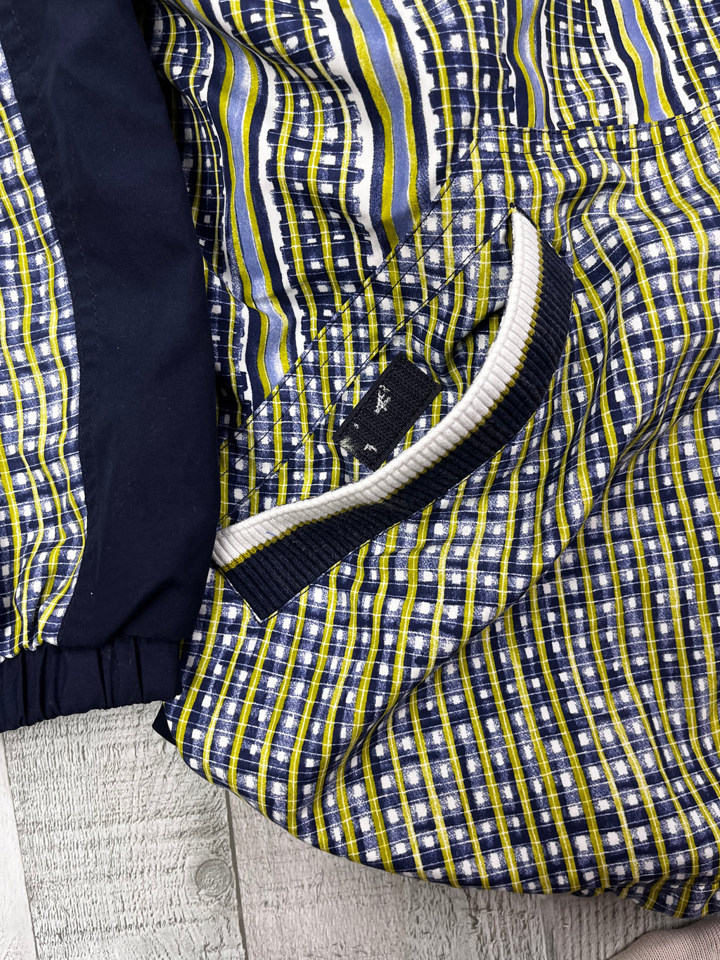 Reebok Vintage Trainingsjacke Muster 90s Dunkelblau Gelb L