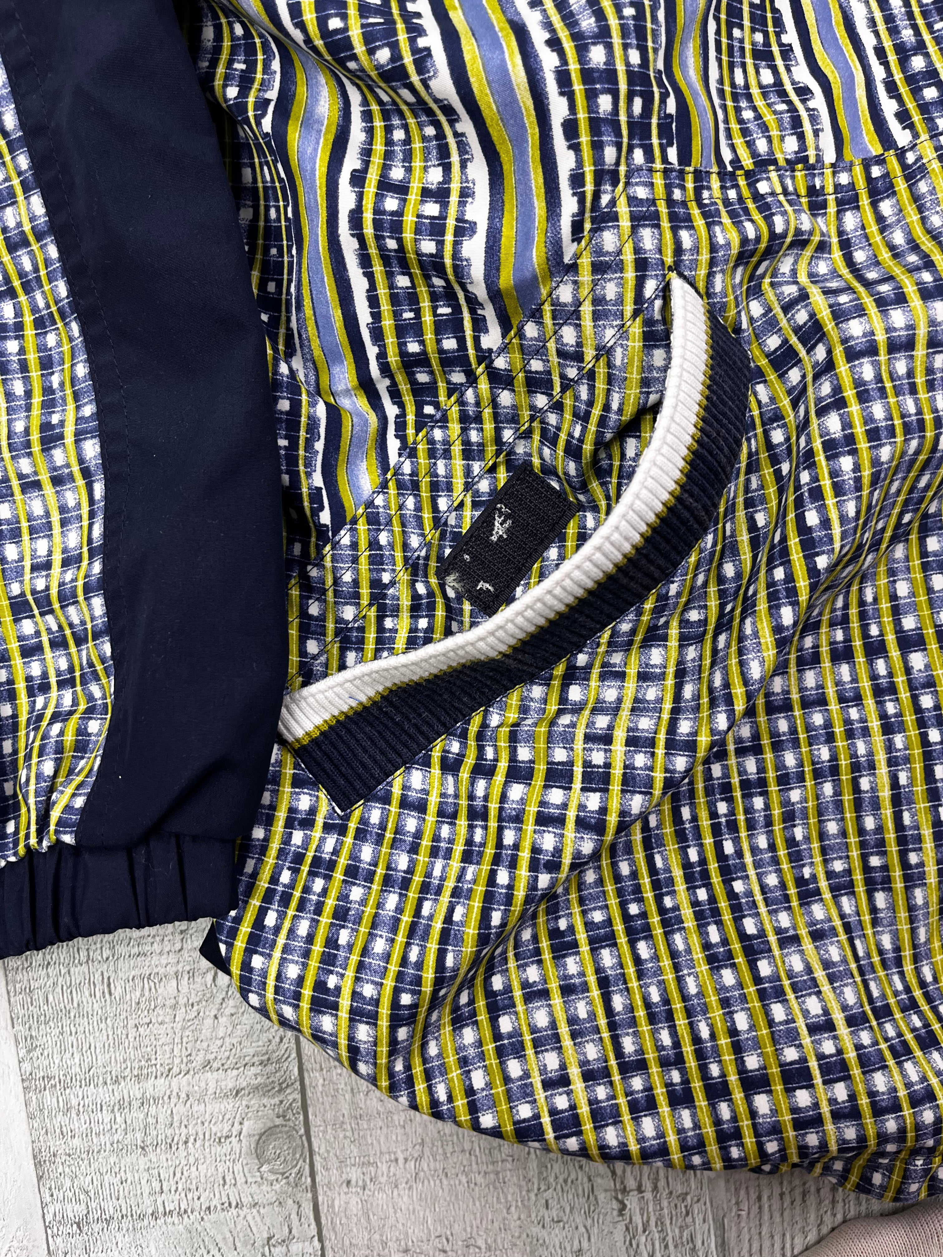 Reebok Vintage Trainingsjacke Muster 90s Dunkelblau Gelb L