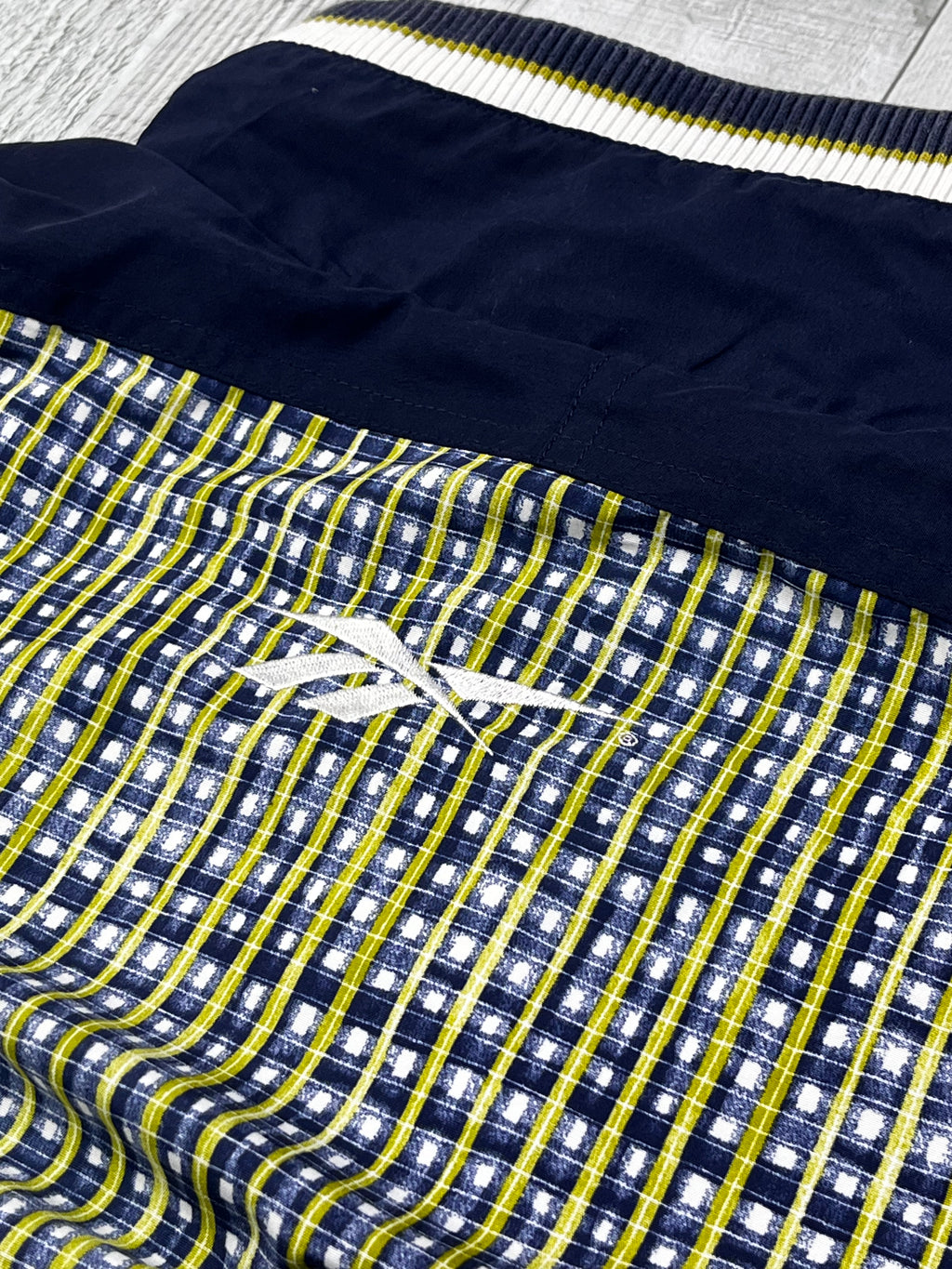 Reebok Vintage Trainingsjacke Muster 90s Dunkelblau Gelb L