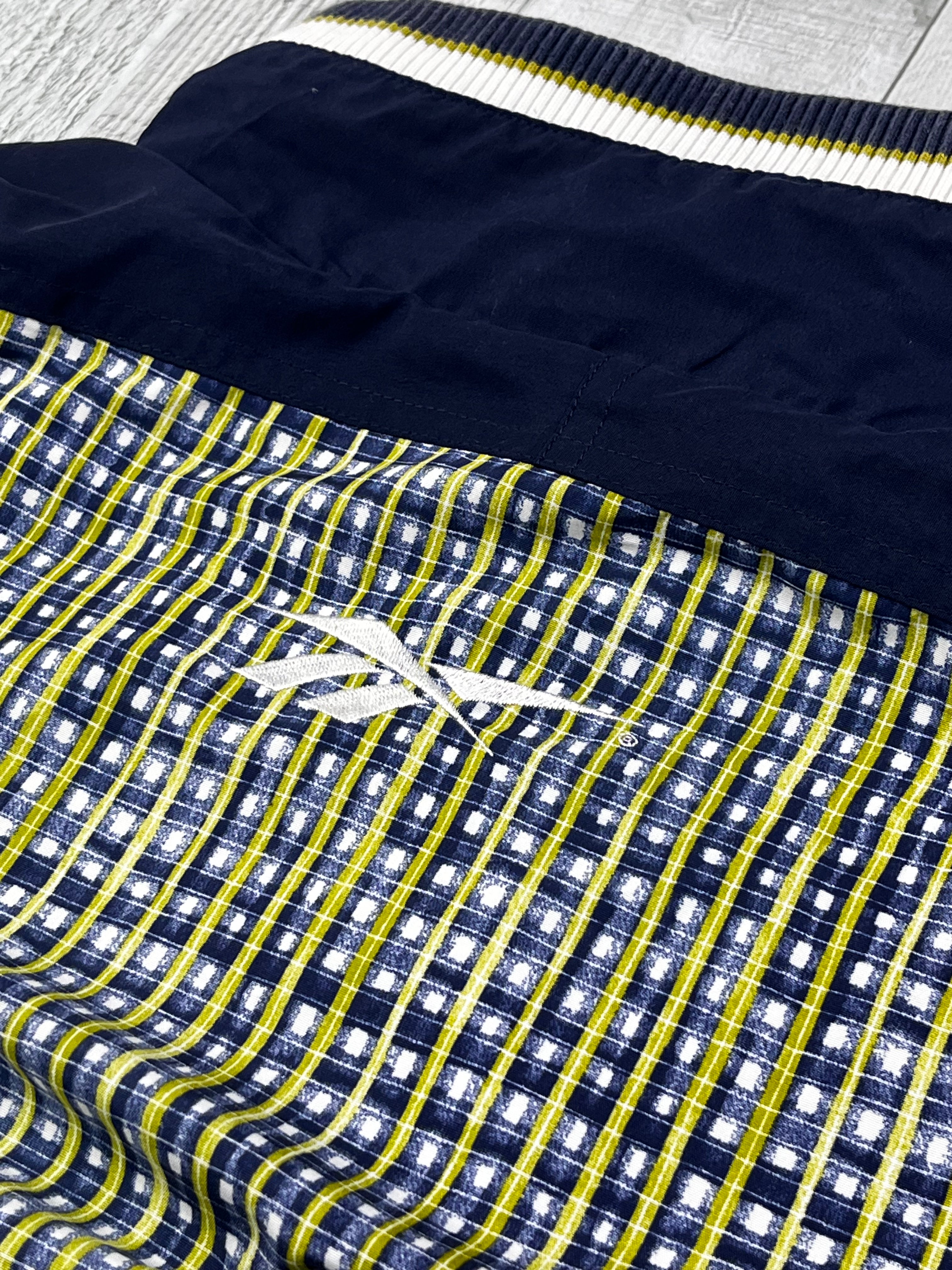 Reebok Vintage Trainingsjacke Muster 90s Dunkelblau Gelb L