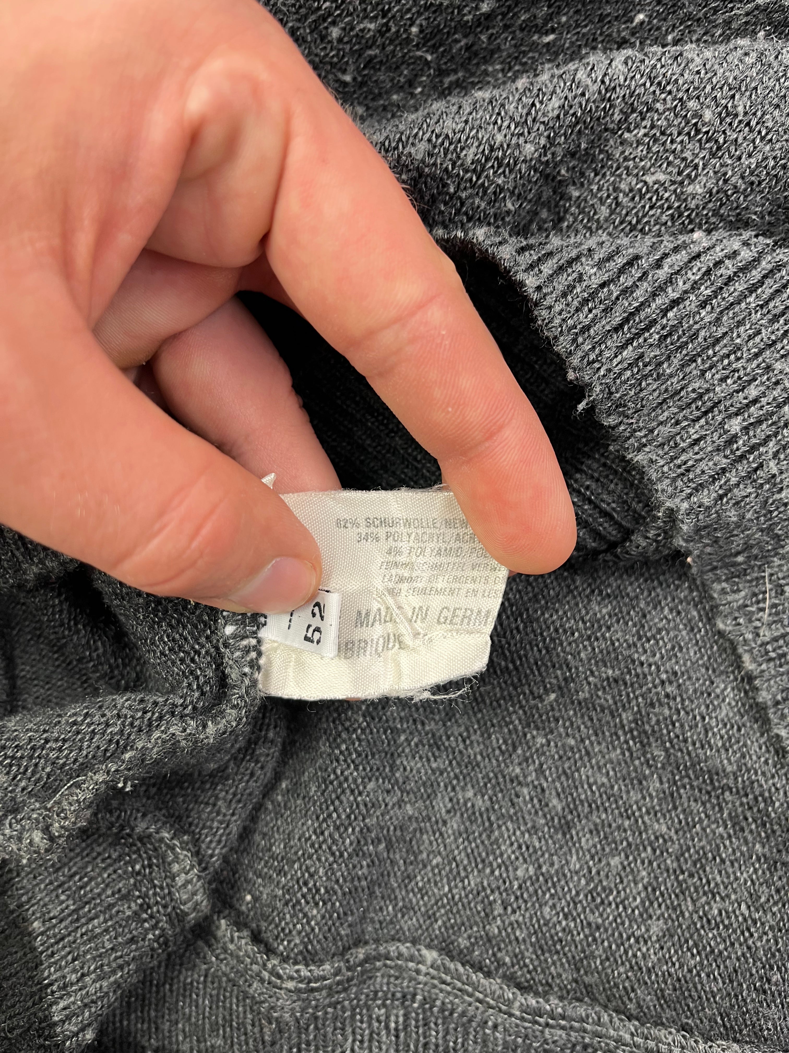 Carlo Colucci Vintage Wollpullover Men On Ice Grau Weiß L