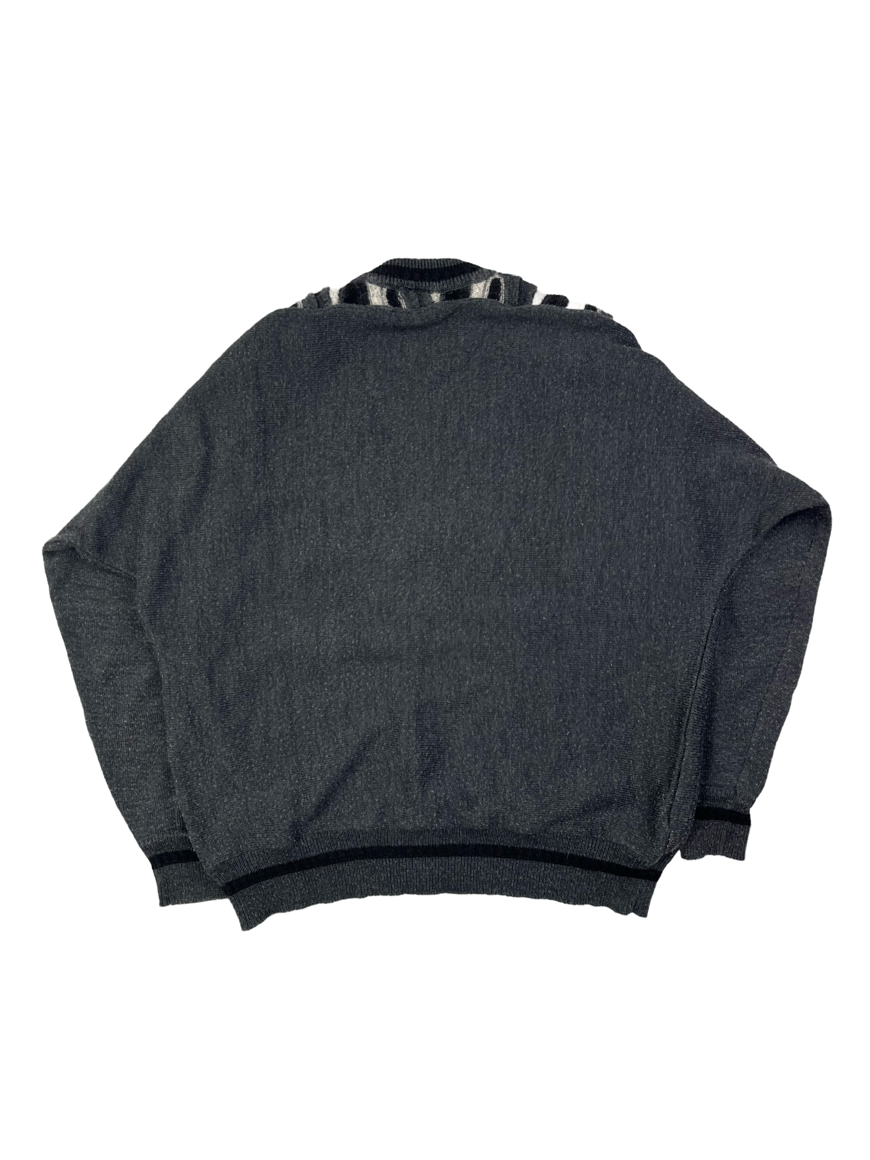 Carlo Colucci Vintage Wollpullover Men On Ice Grau Weiß L