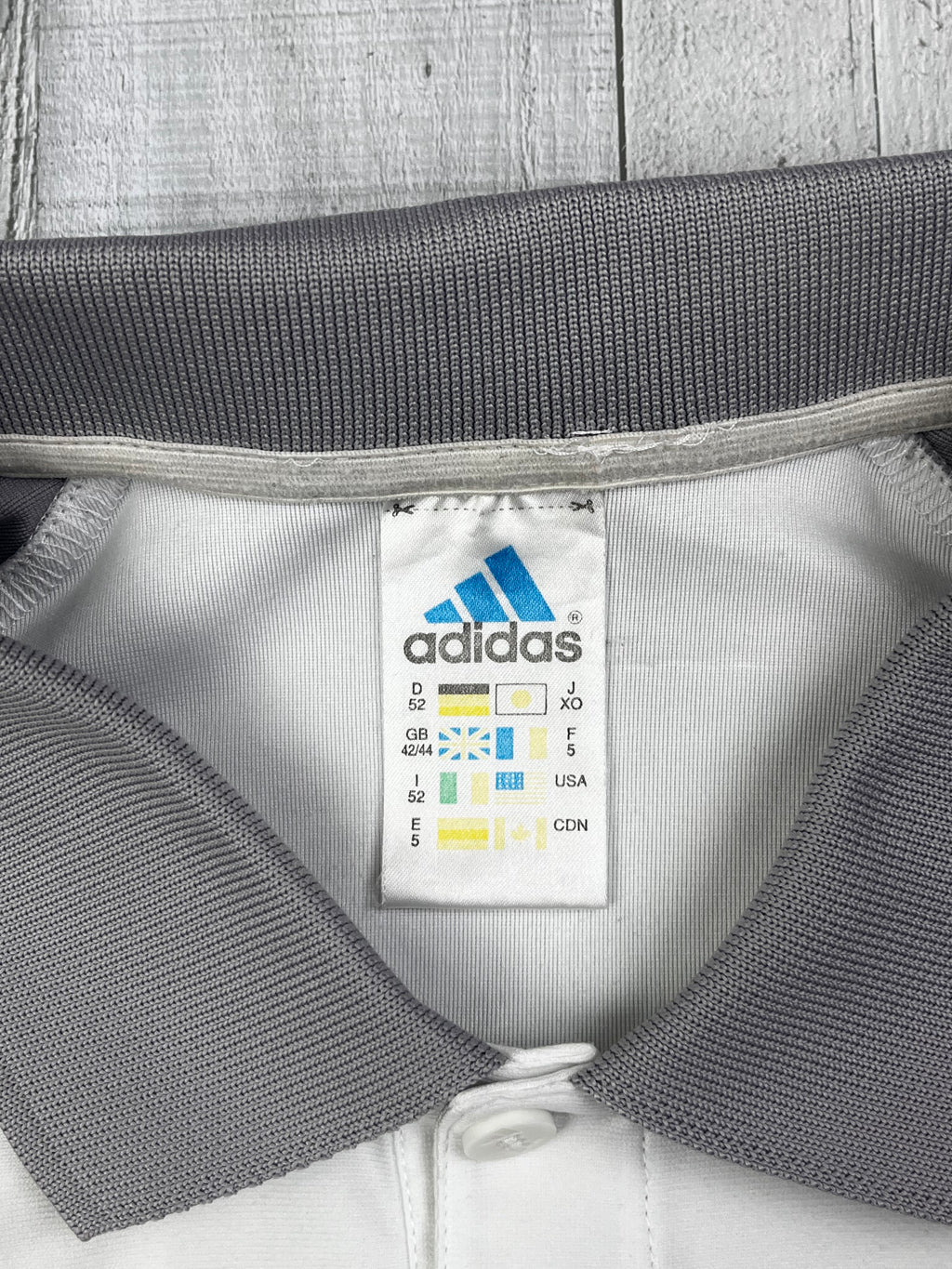 Adidas Vintage Polo Sport T-Shirt 90s Weiß Grau XL