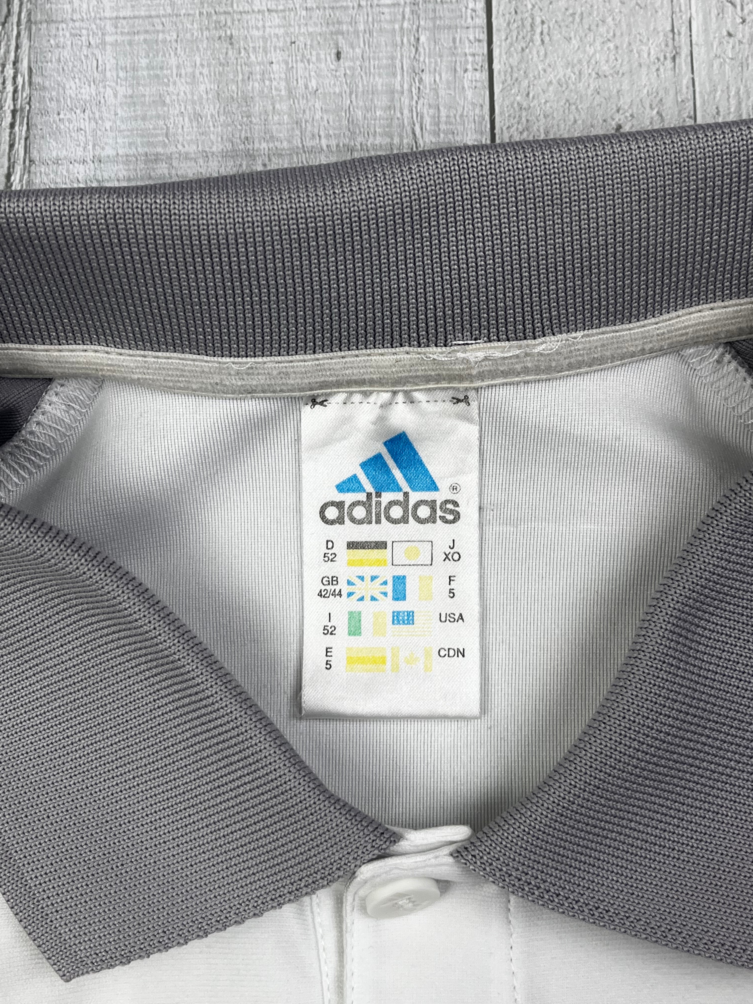 Adidas Vintage Polo Sport T-Shirt 90s Weiß Grau XL