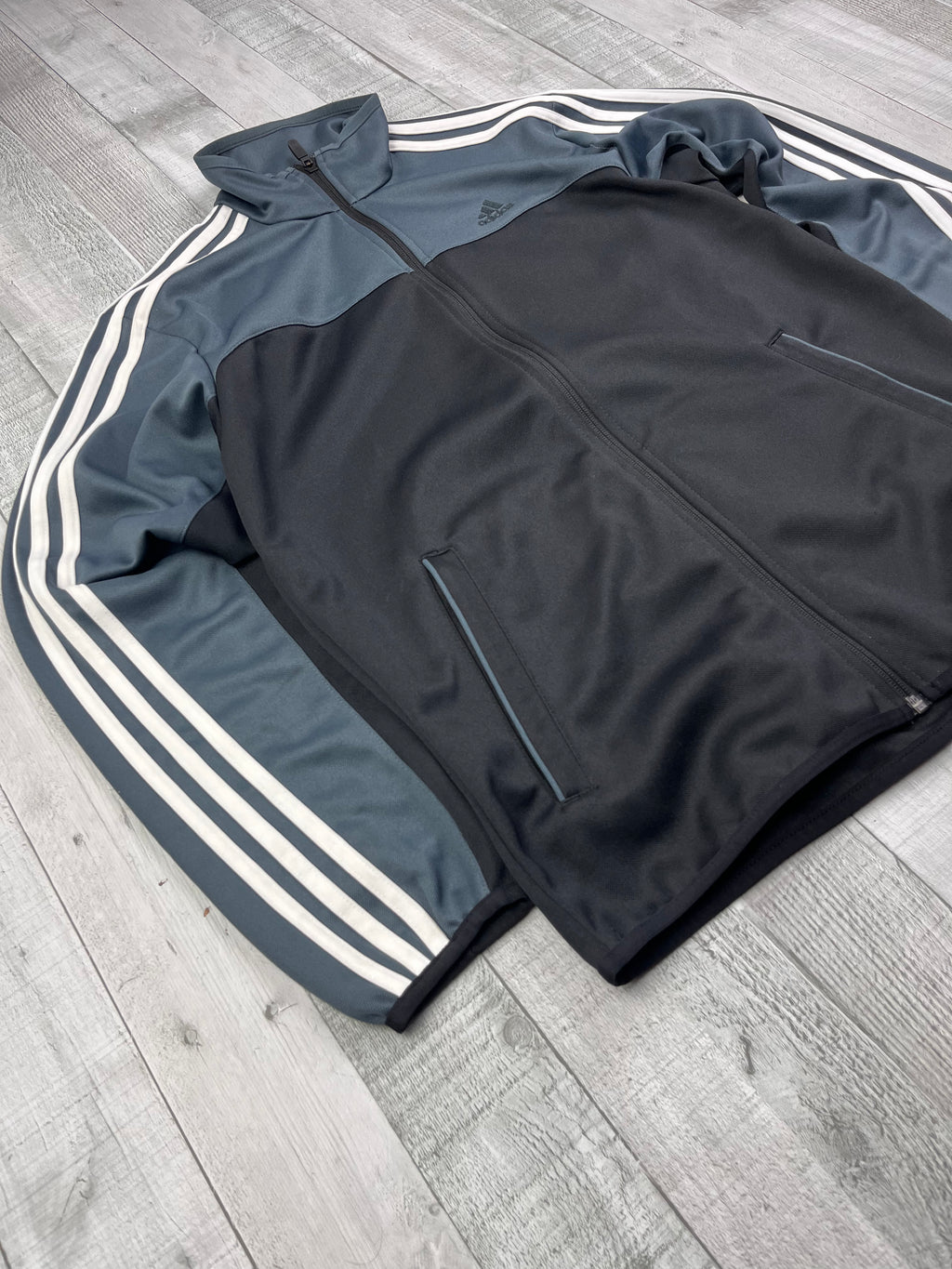 Adidas Vintage Trainingsjacke Y2K Schwarz Dunkelgrau S