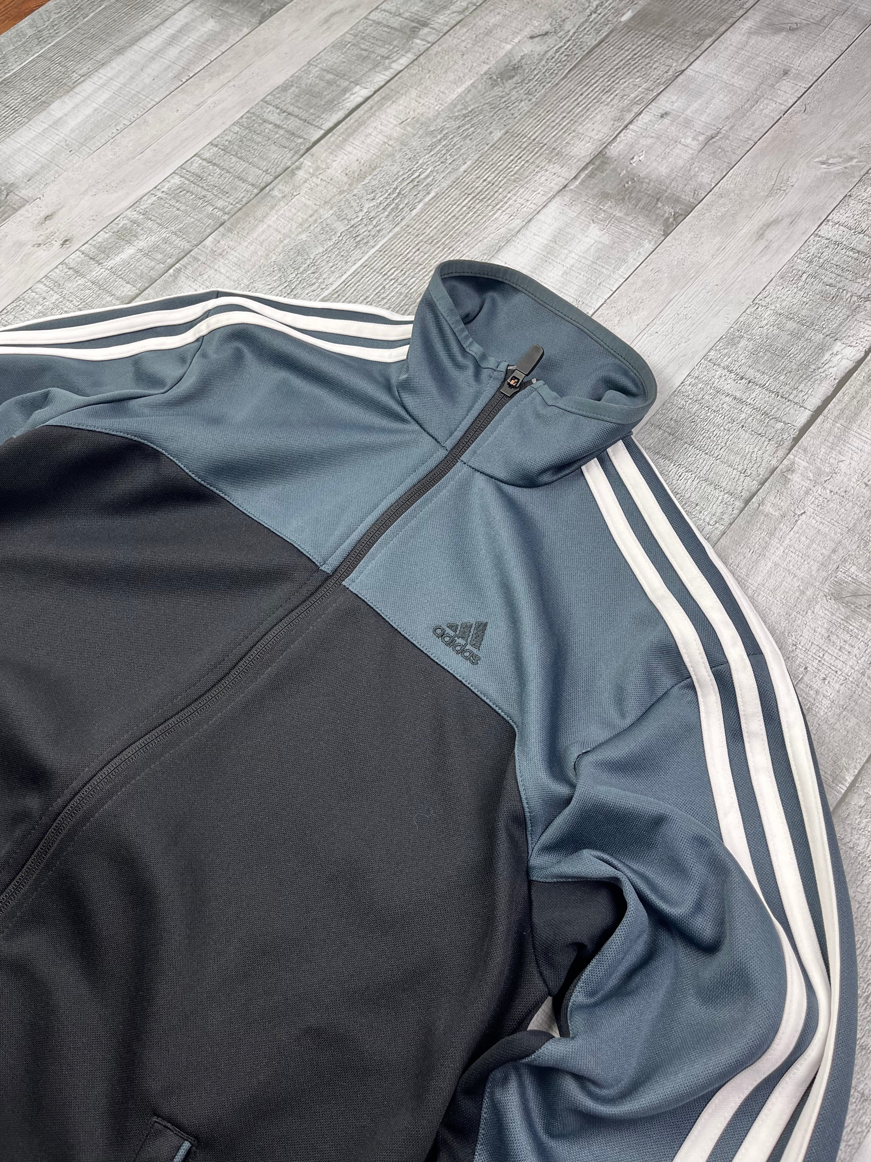 Adidas Vintage Trainingsjacke Y2K Schwarz Dunkelgrau S