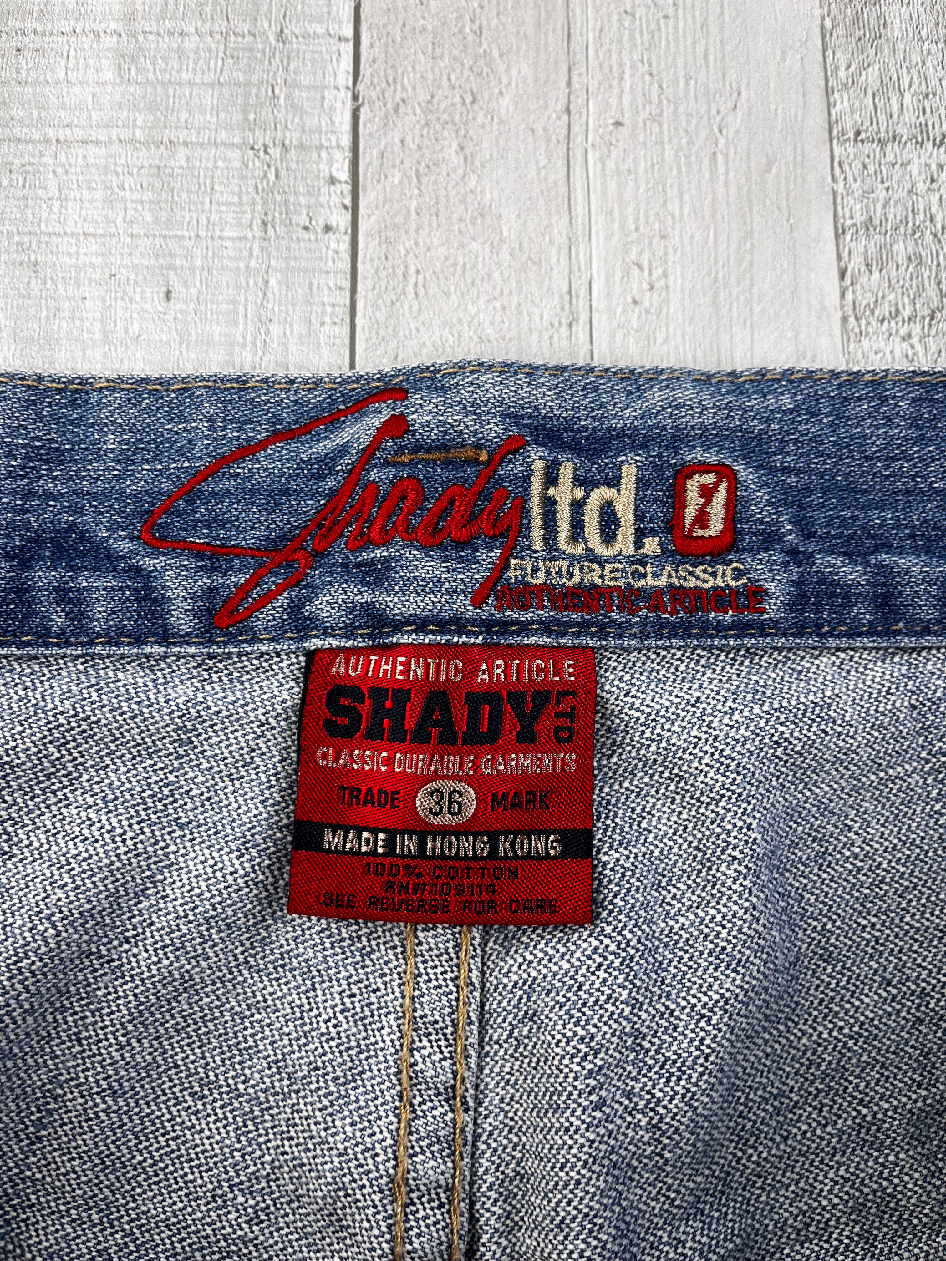 Slim Shady Vintage Jeans Shorts Bestickt Eminem Y2K Blau L