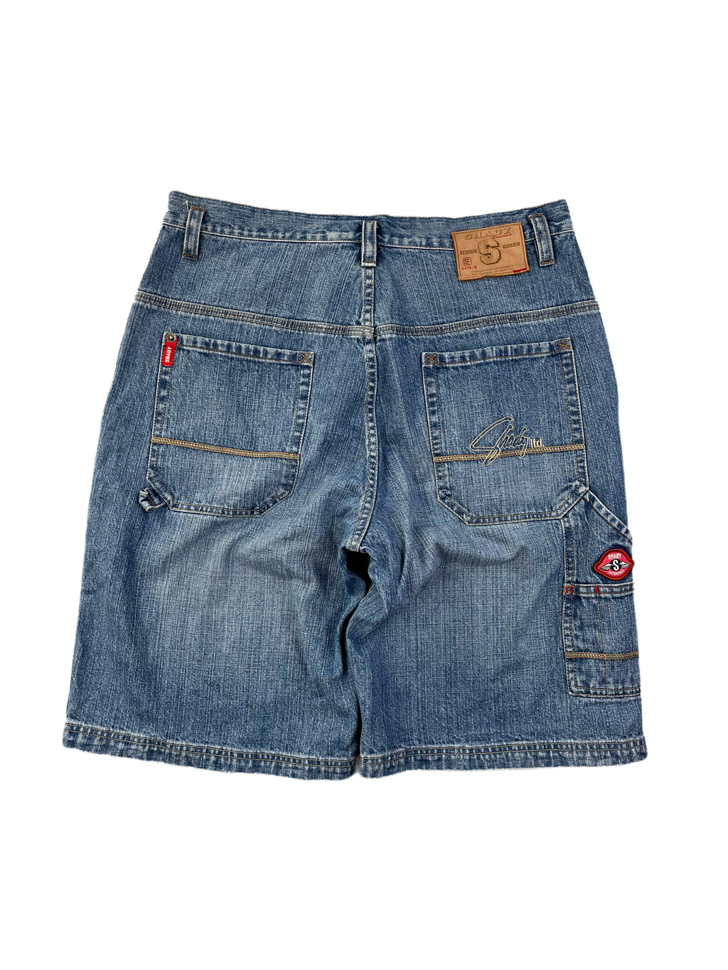 Slim Shady Vintage Jeans Shorts Bestickt Eminem Y2K Blau L