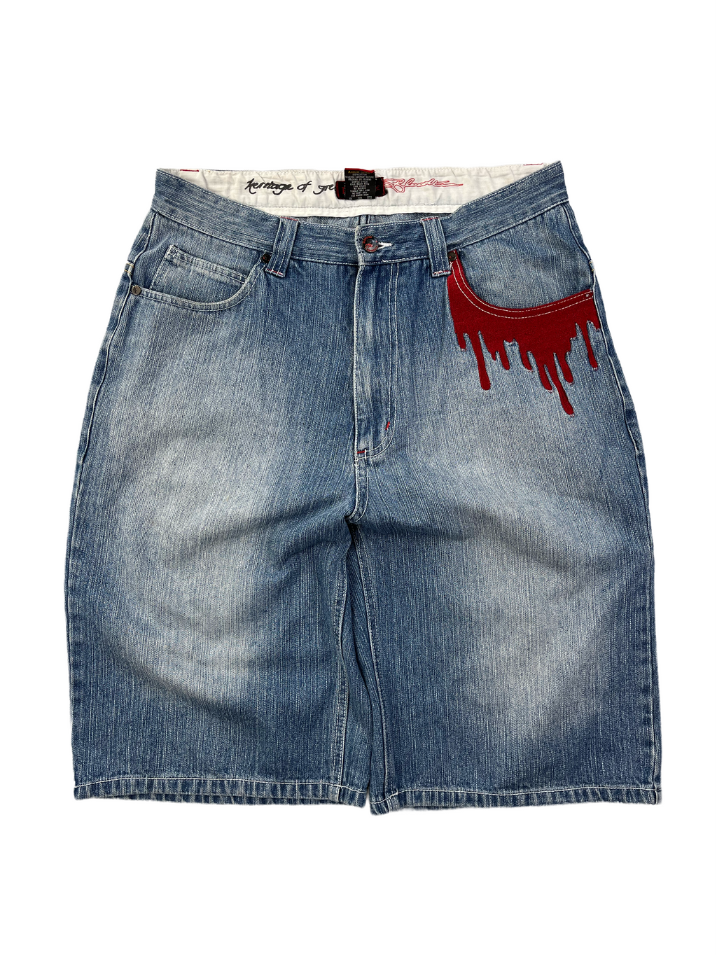 Bloodline Vintage Jeans Shorts 90s Blau Rot M