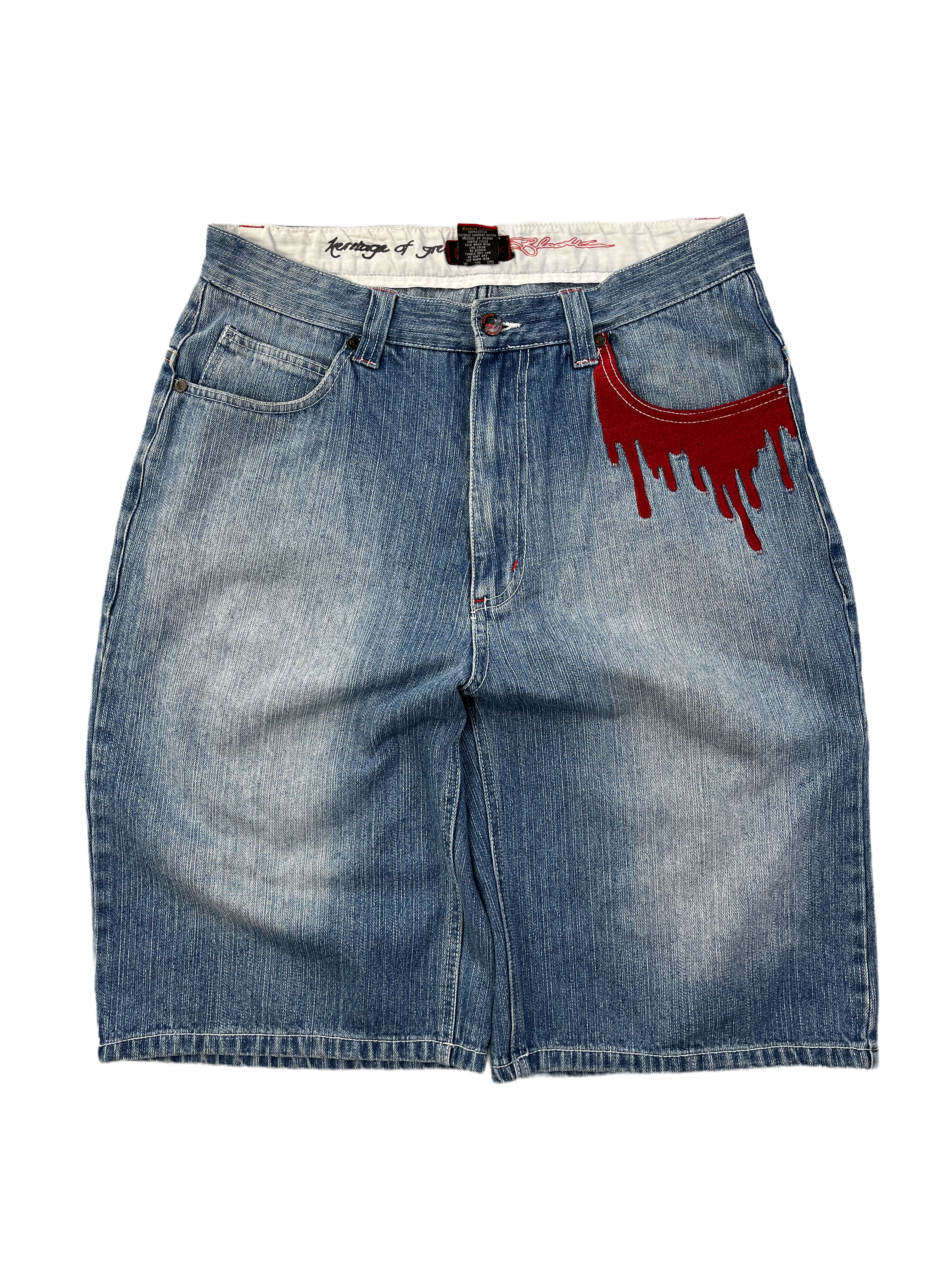 Bloodline Vintage Jeans Shorts 90s Blau Rot M