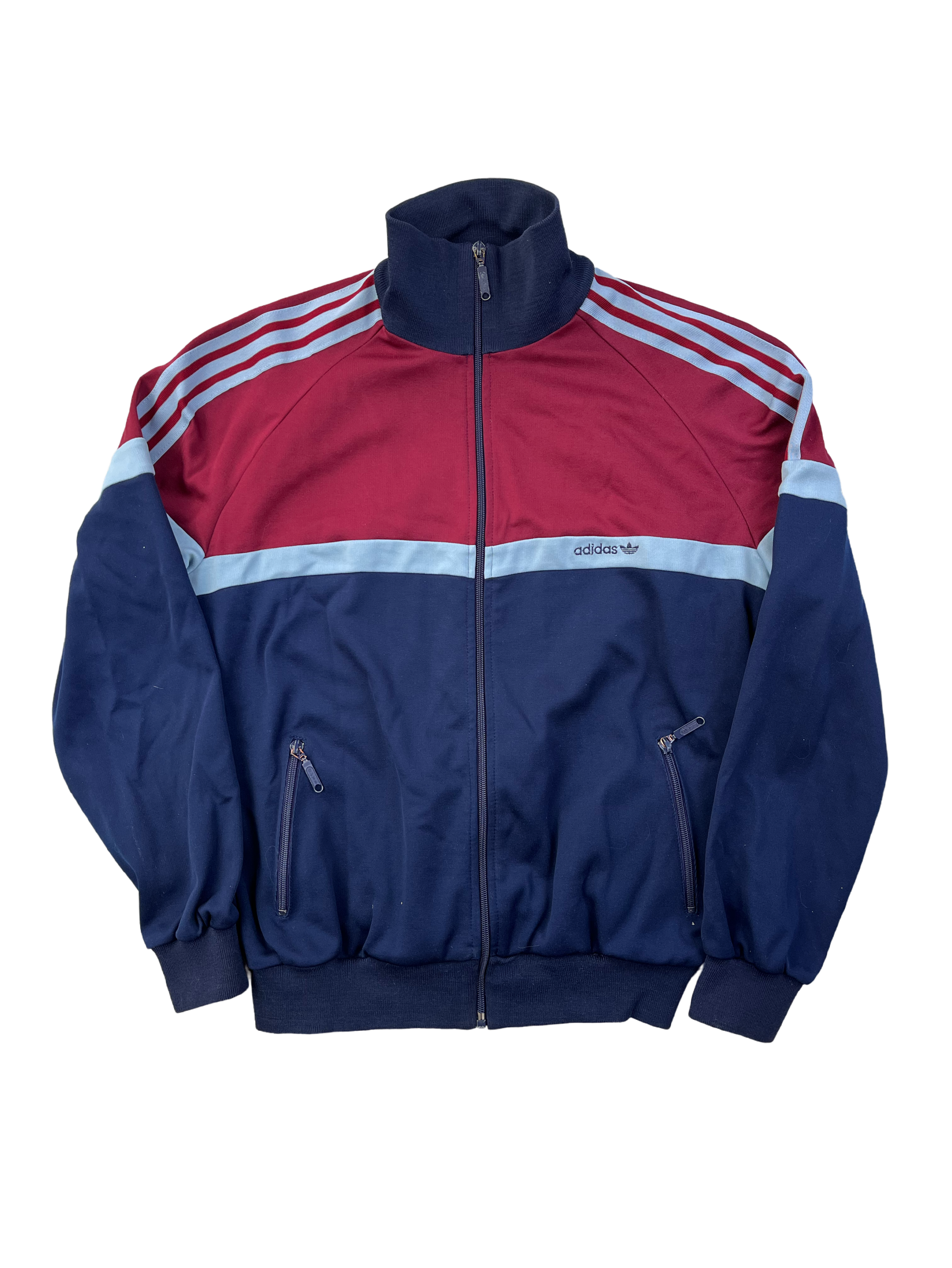 Adidas Vintage Trainingsjacke 80s Rot Dunkelblau XL