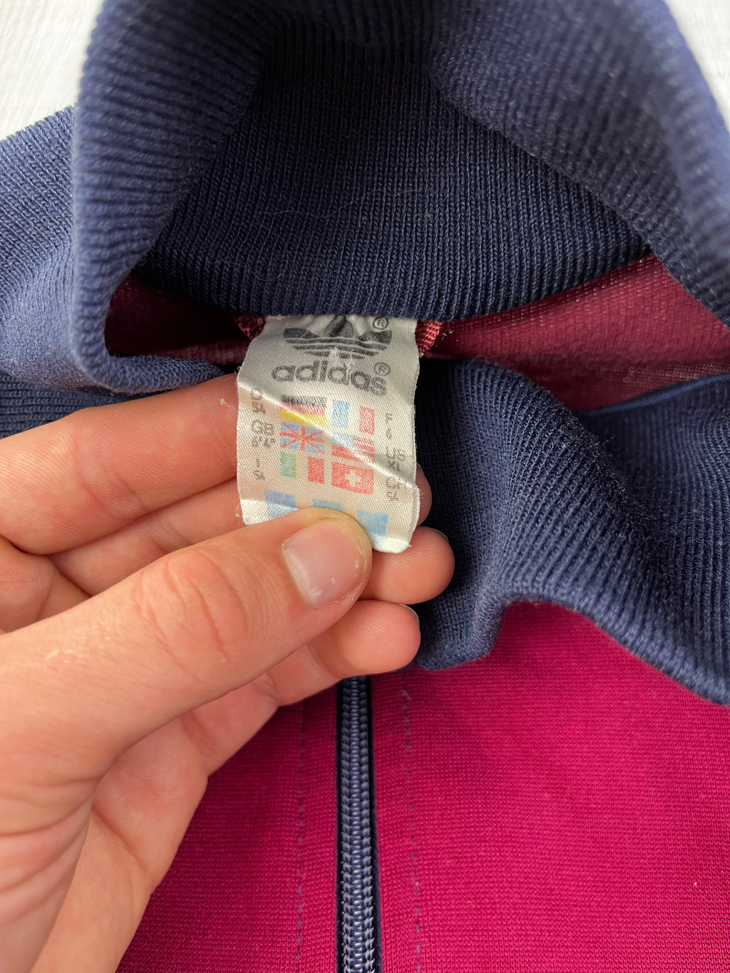 Adidas Vintage Trainingsjacke 80s Rot Dunkelblau XL