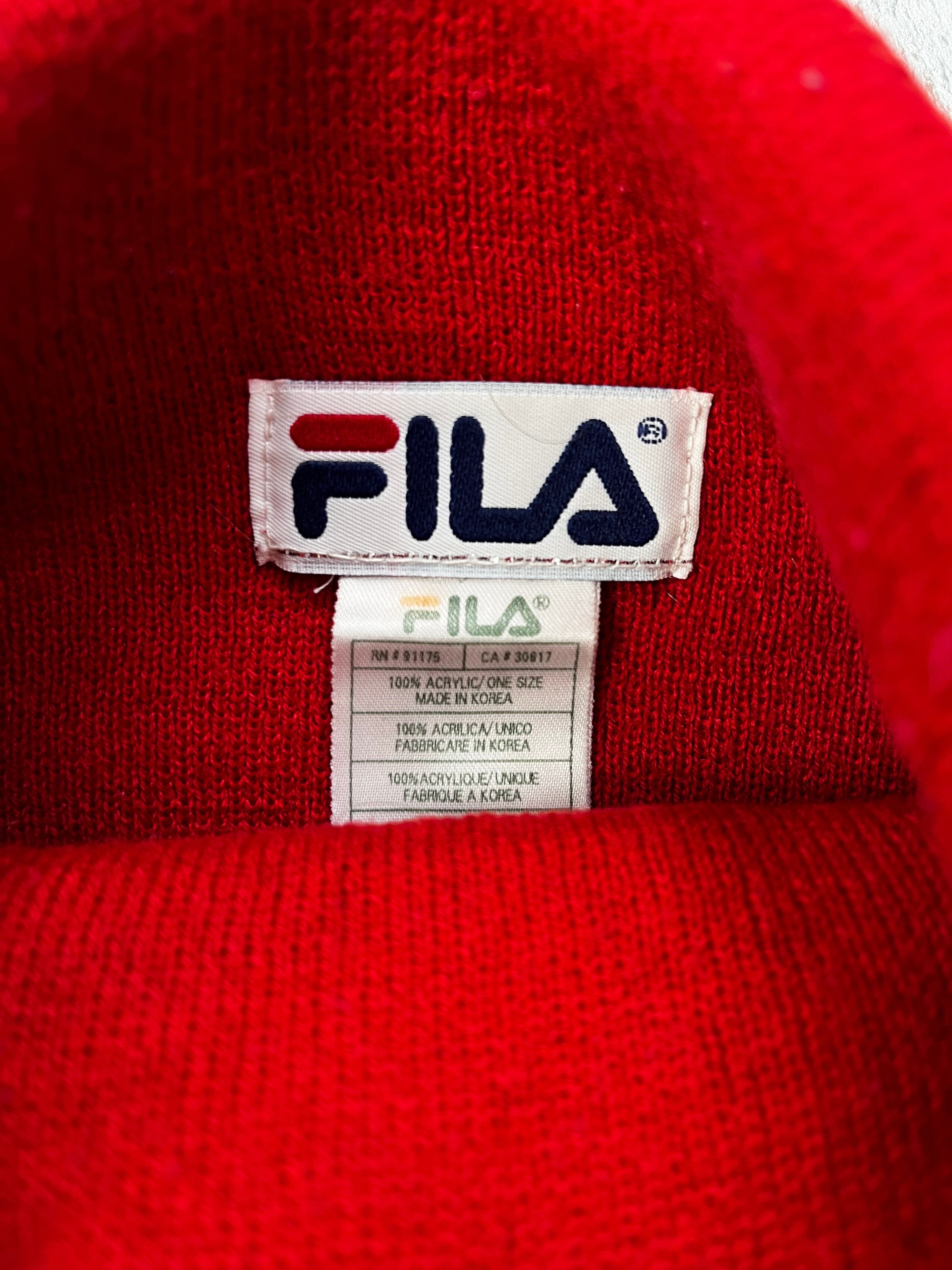 FILA Vintage Mütze Y2K Rot Dunkelblau