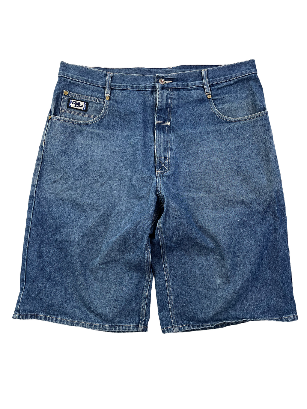 Pelle Pelle Vintage Jeans Shorts Bestickt 90s Blau XXL