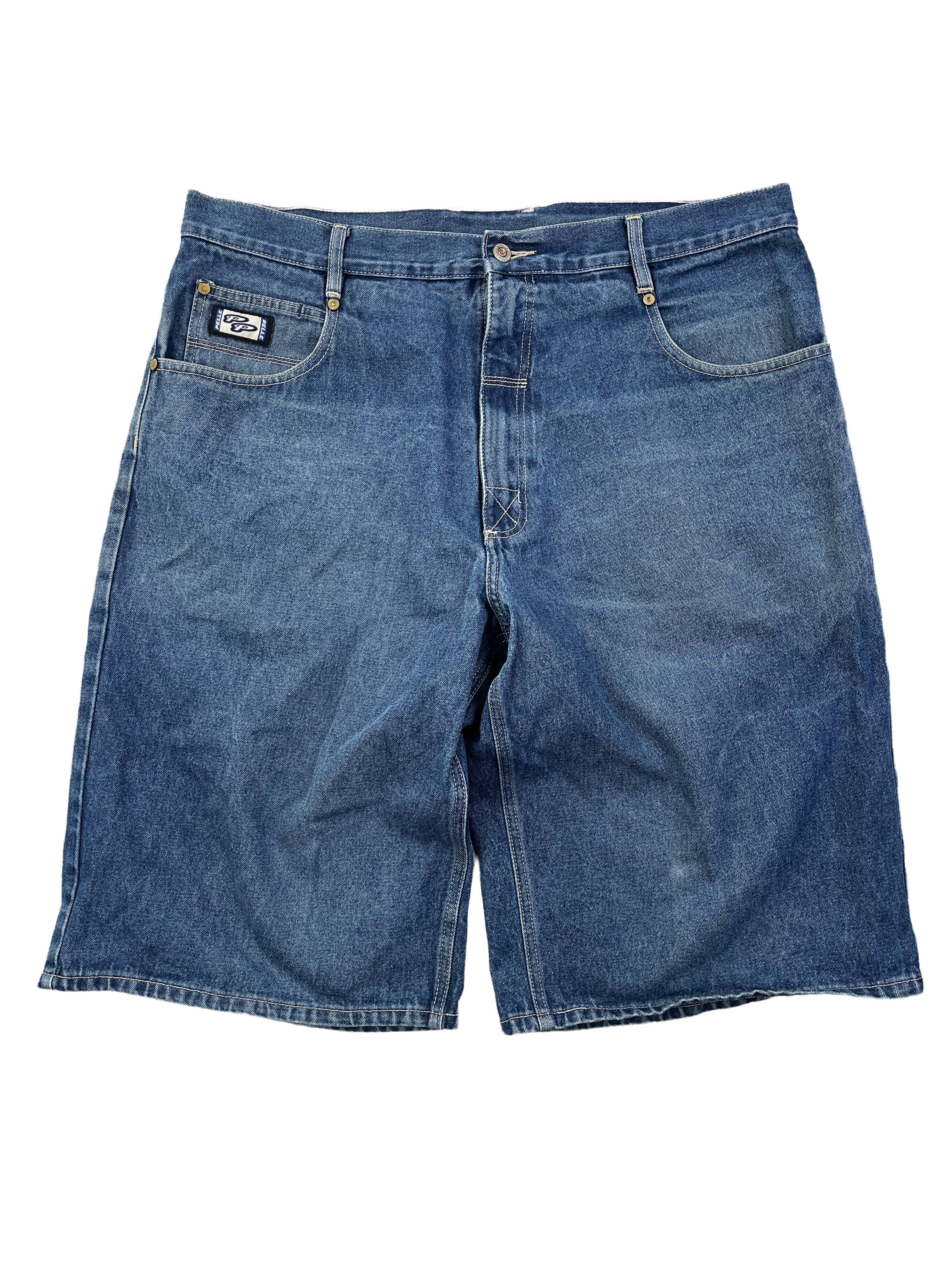 Pelle Pelle Vintage Jeans Shorts Bestickt 90s Blau XXL
