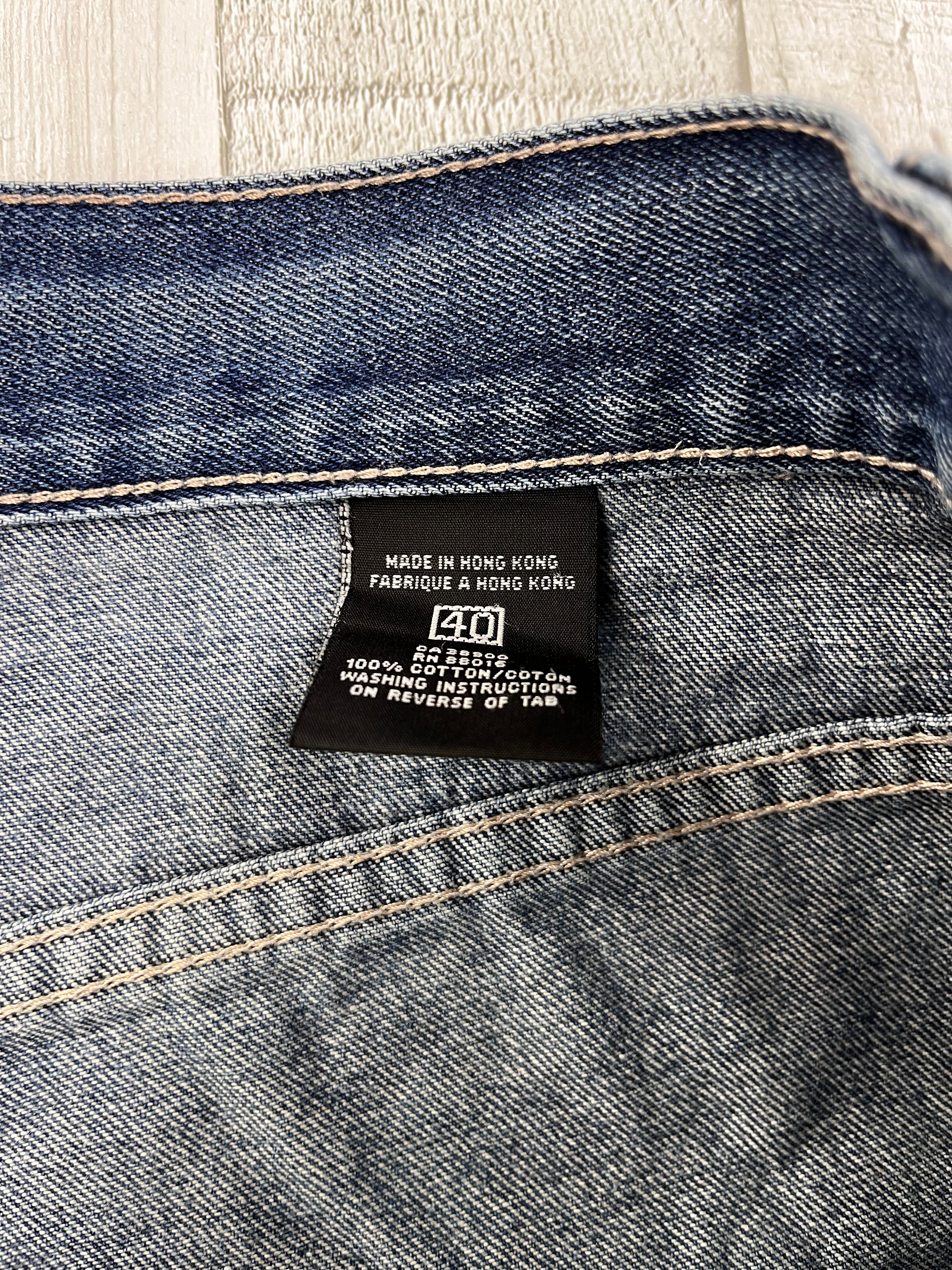 Pelle Pelle Vintage Jeans Shorts Bestickt 90s Blau XXL