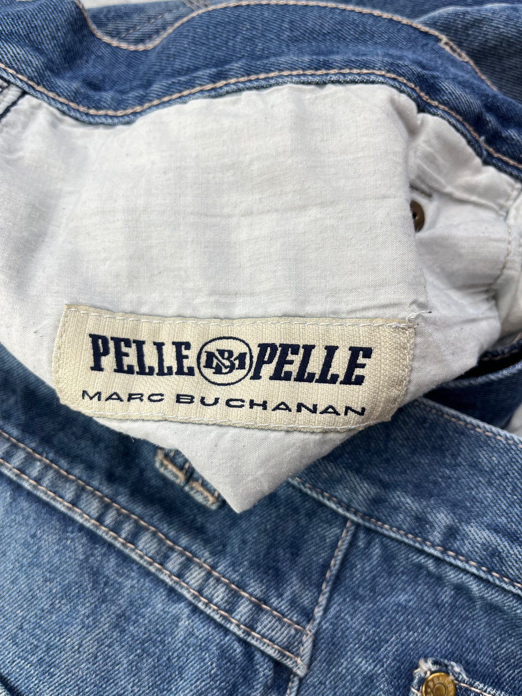 Pelle Pelle Vintage Jeans Shorts Bestickt 90s Blau XXL