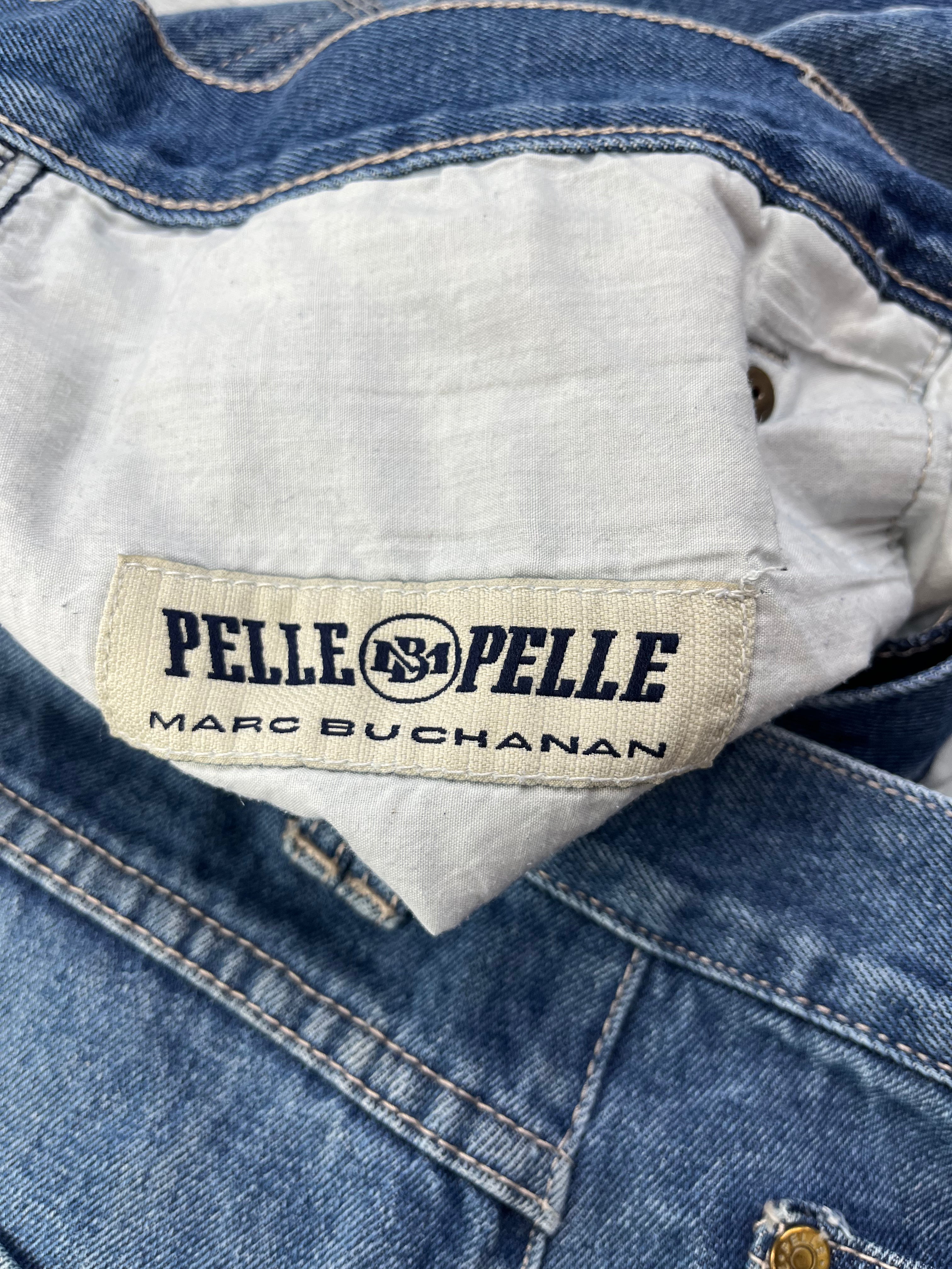 Pelle Pelle Vintage Jeans Shorts Bestickt 90s Blau XXL
