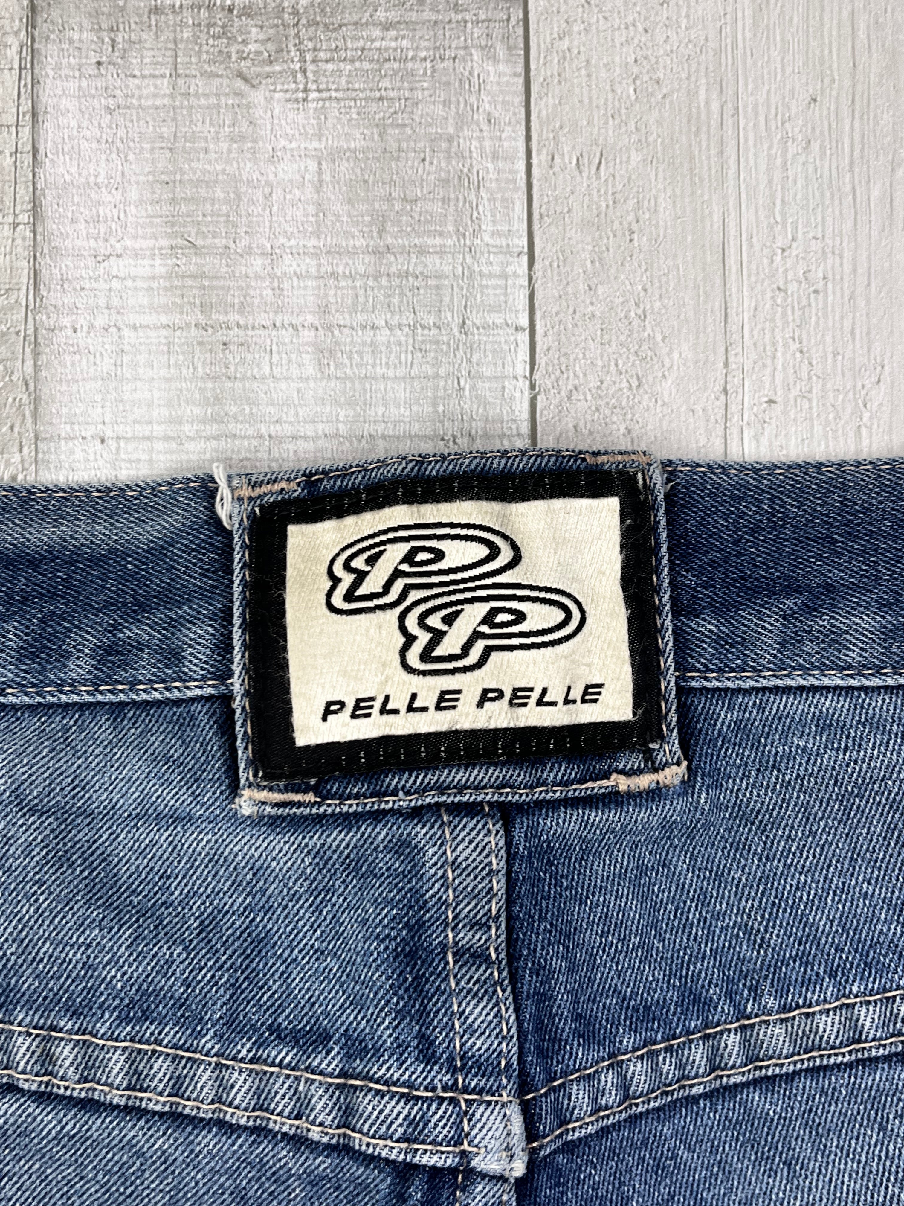 Pelle Pelle Vintage Jeans Shorts Bestickt 90s Blau XXL