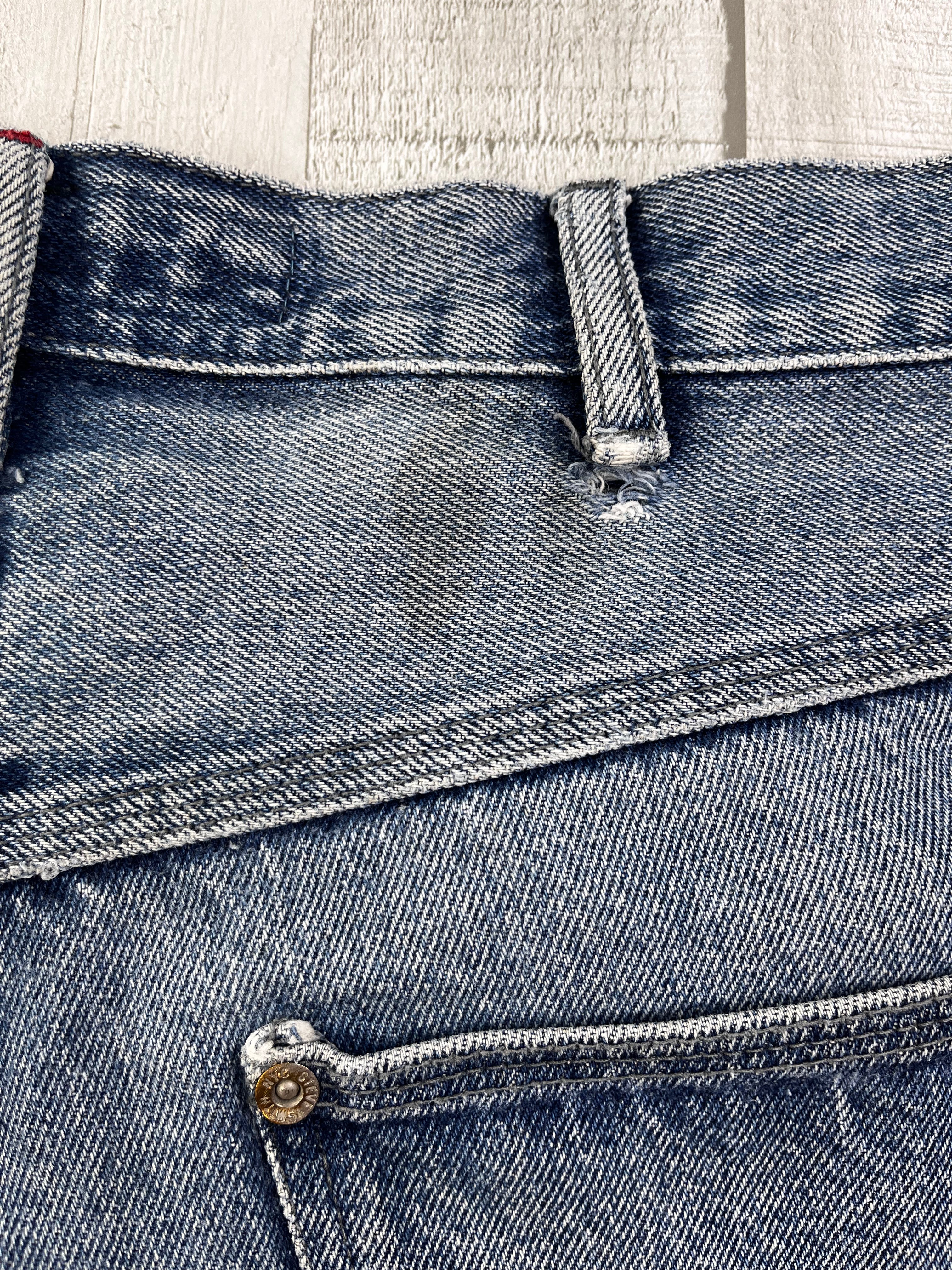 Steve Smith Vintage Jeans Shorts Blau Rot XL