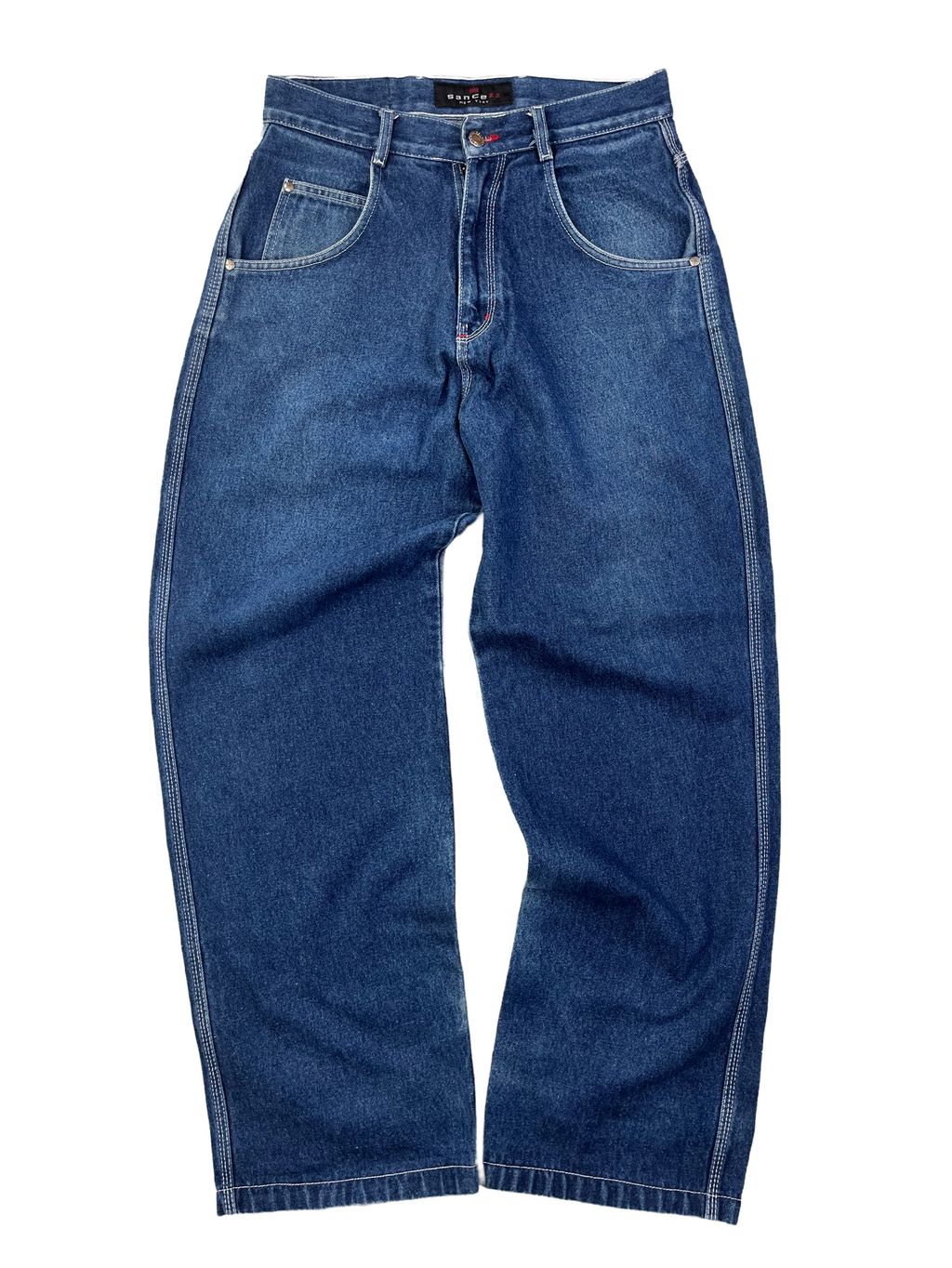 Sancezz Vintage Baggy Jeans Bestickt 90s Dunkelblau S