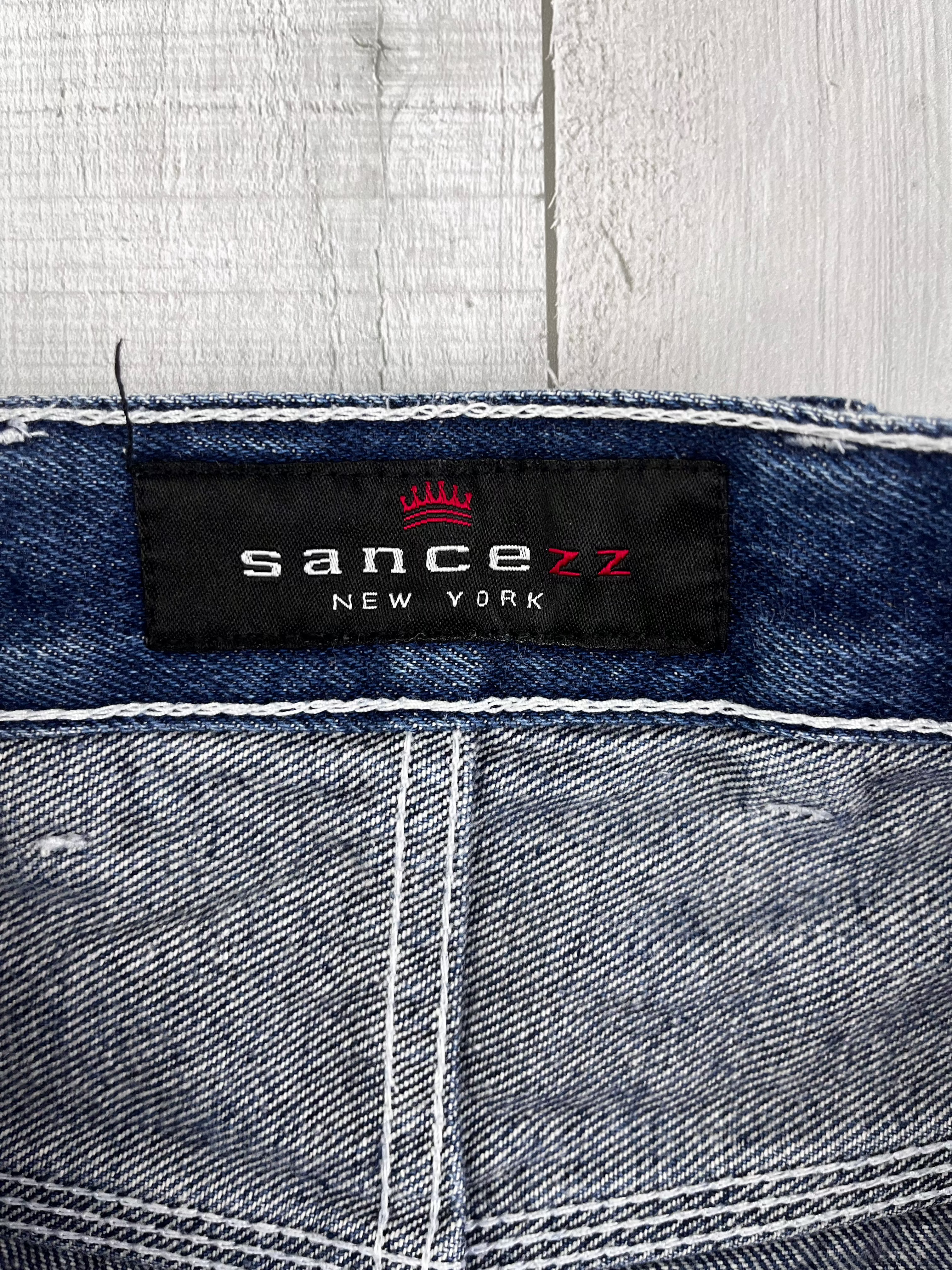 Sancezz Vintage Baggy Jeans Bestickt 90s Dunkelblau S