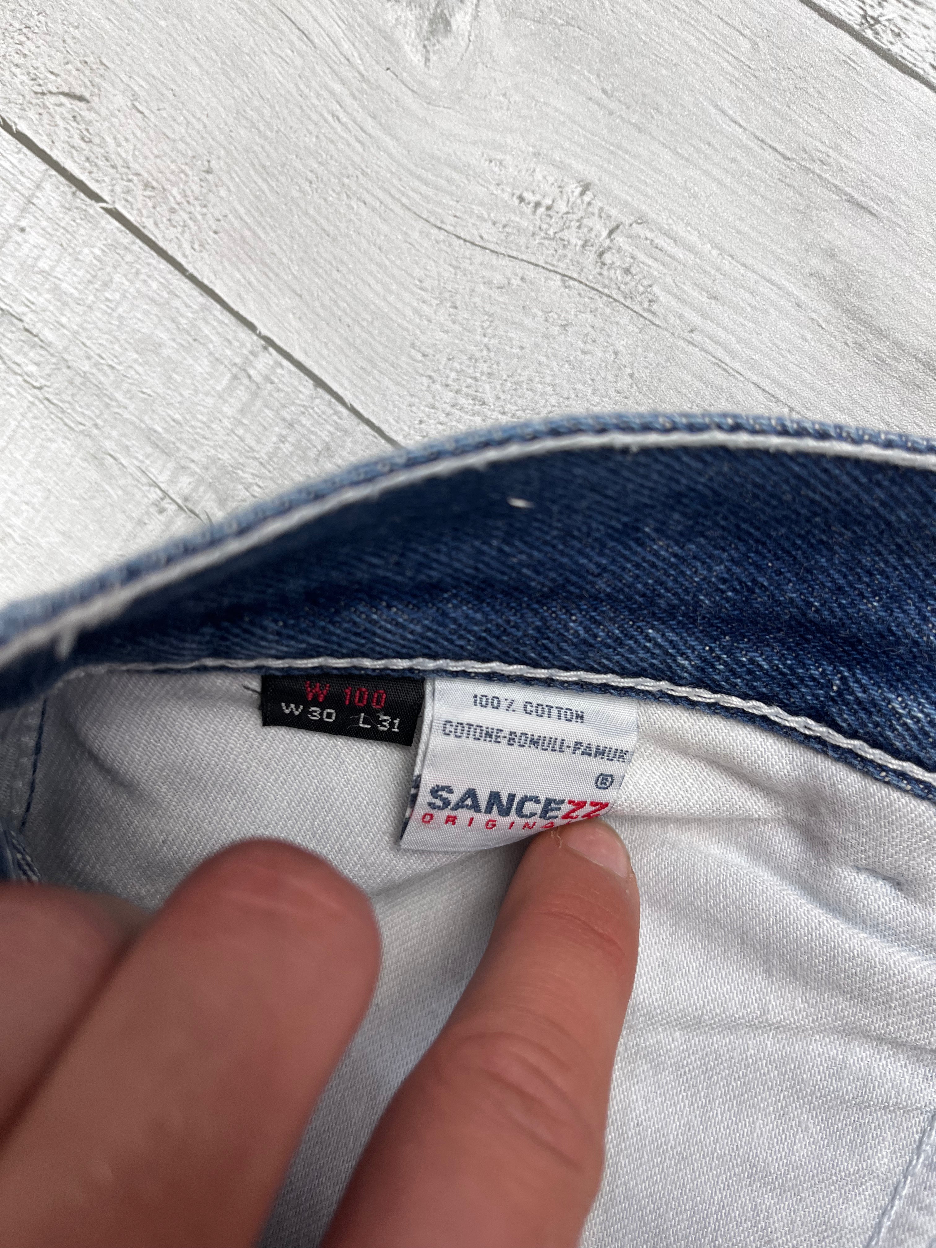 Sancezz Vintage Baggy Jeans Bestickt 90s Dunkelblau S