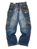 Jetlag Vintage Baggy Jeans Cargo 90s Blau Braun L