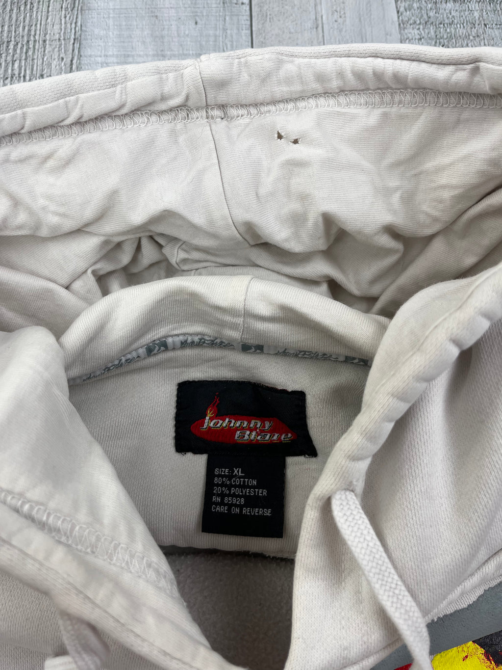 Johnny Blaze Vintage Hoodie 90s Weiß XL