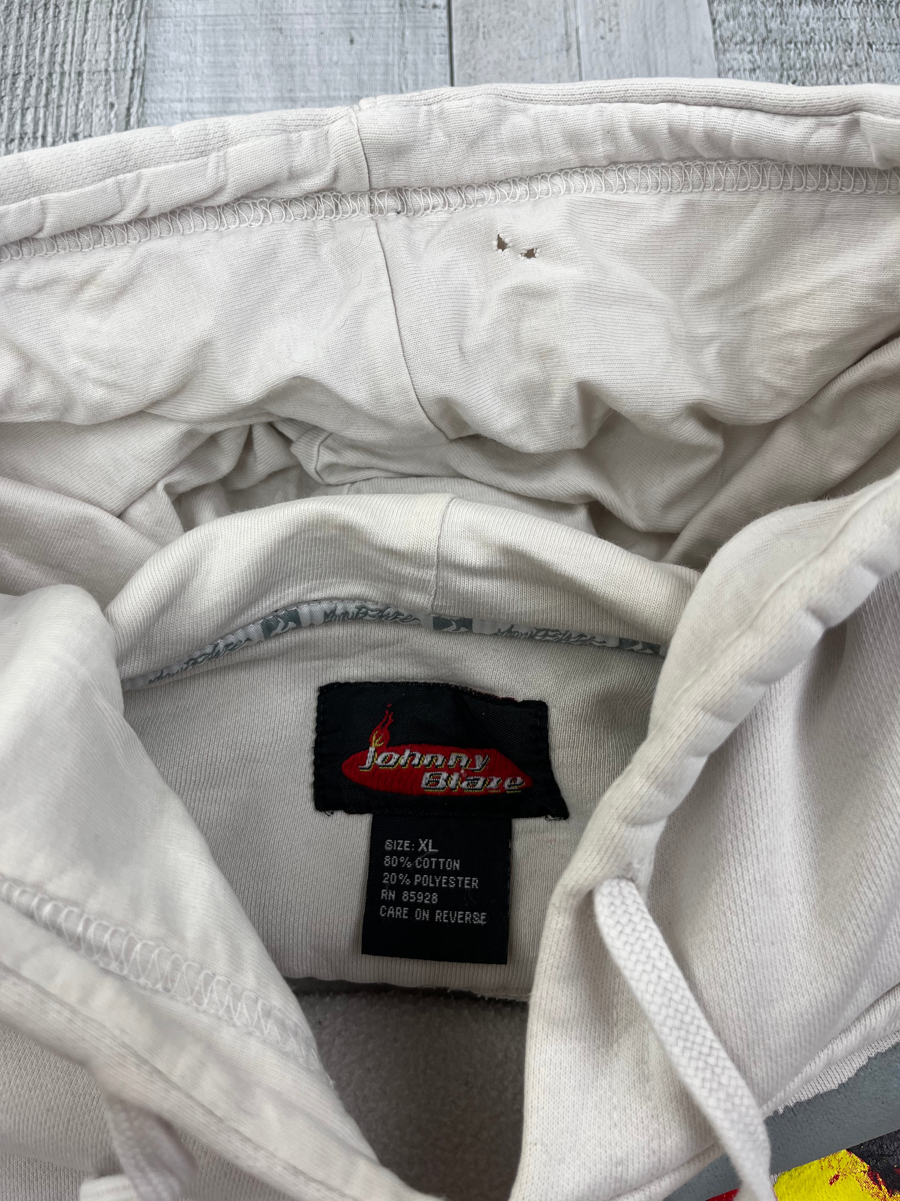 Johnny Blaze Vintage Hoodie 90s Weiß XL