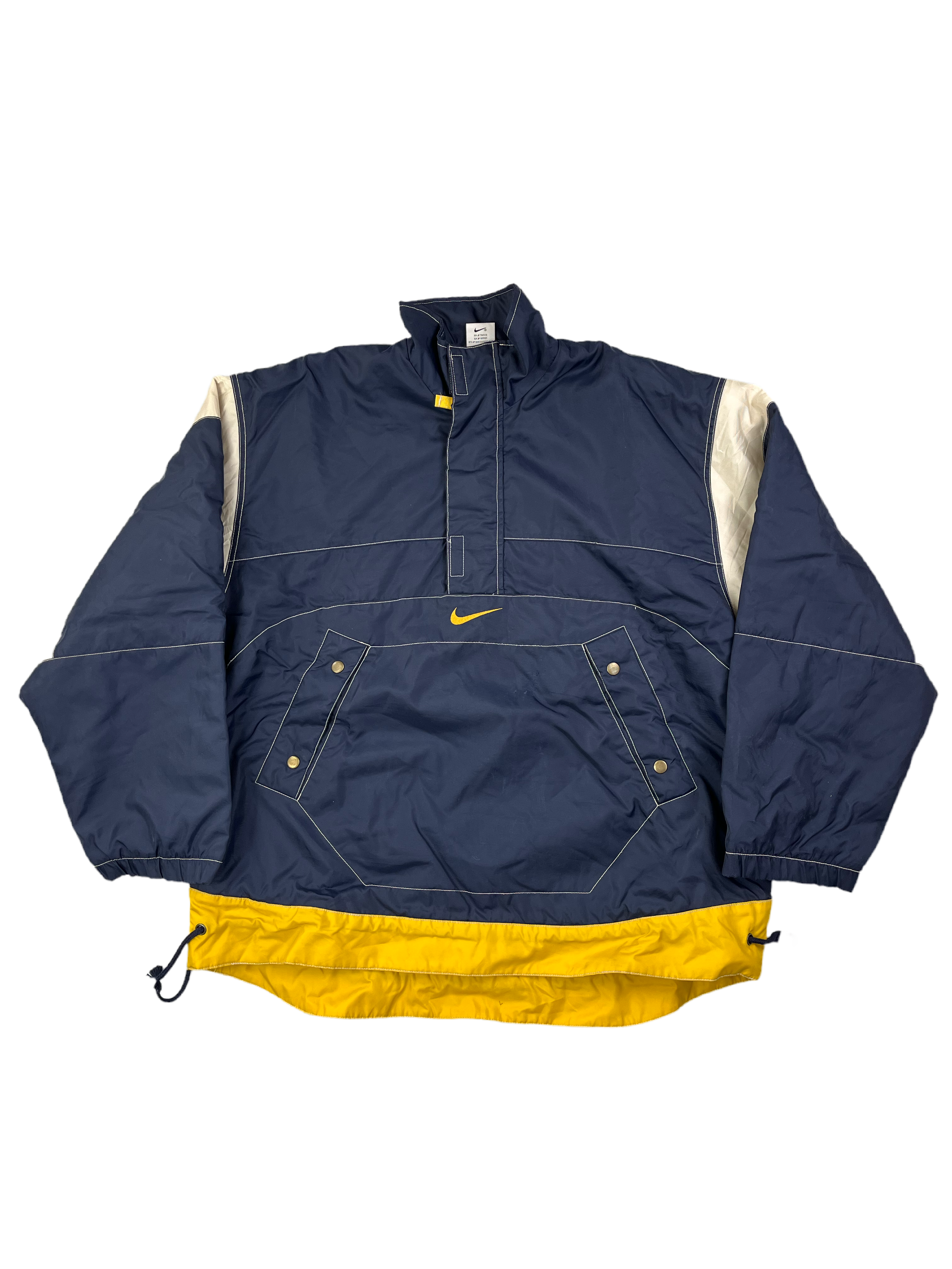Nike Vintage Übergangsjacke Bestickt Backprint 90s Navy Gelb L