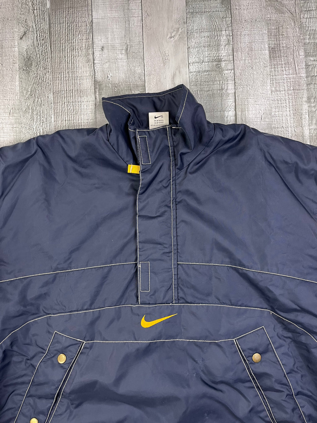 Nike Vintage Übergangsjacke Bestickt Backprint 90s Navy Gelb L