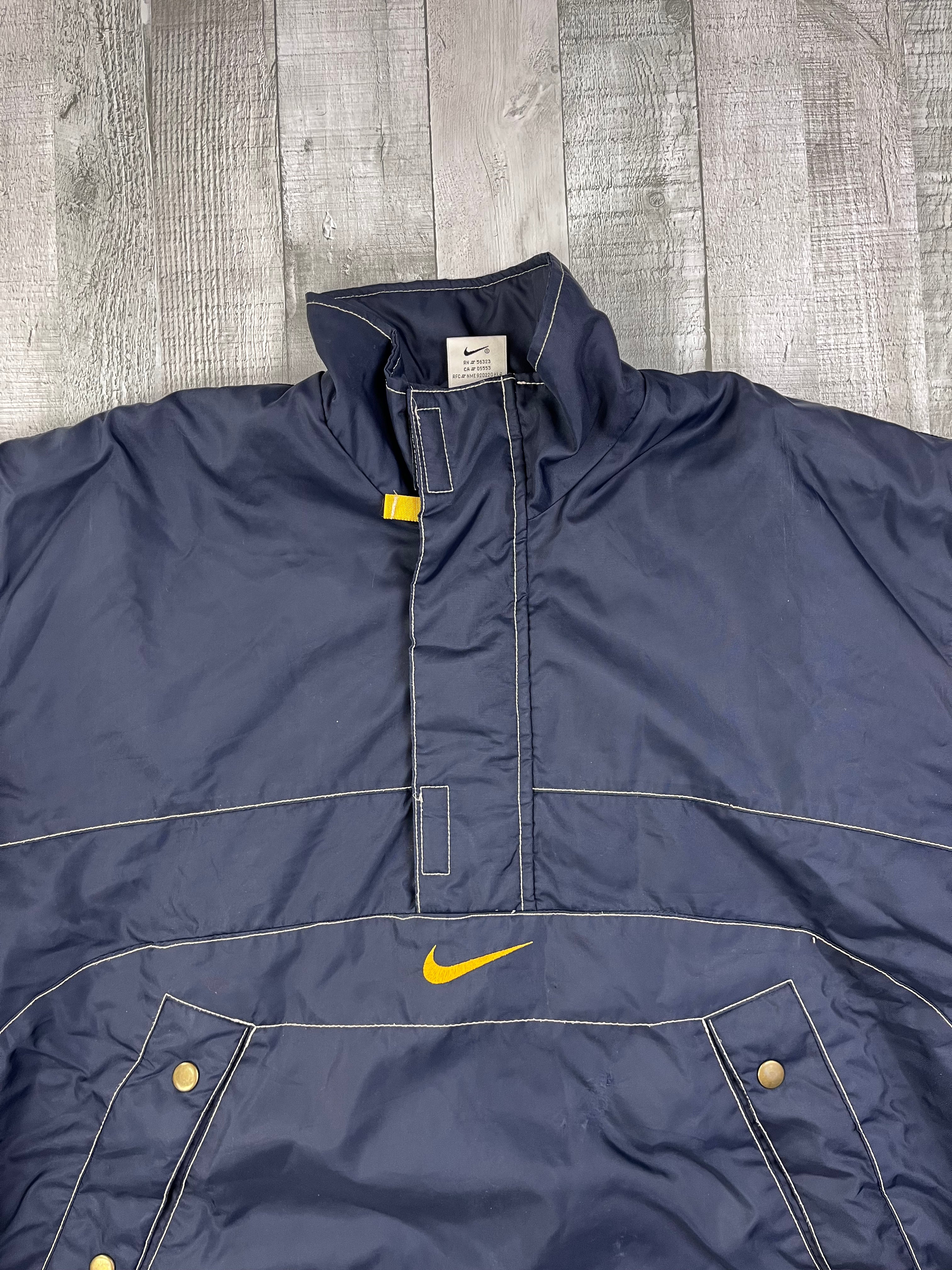 Nike Vintage Übergangsjacke Bestickt Backprint 90s Navy Gelb L