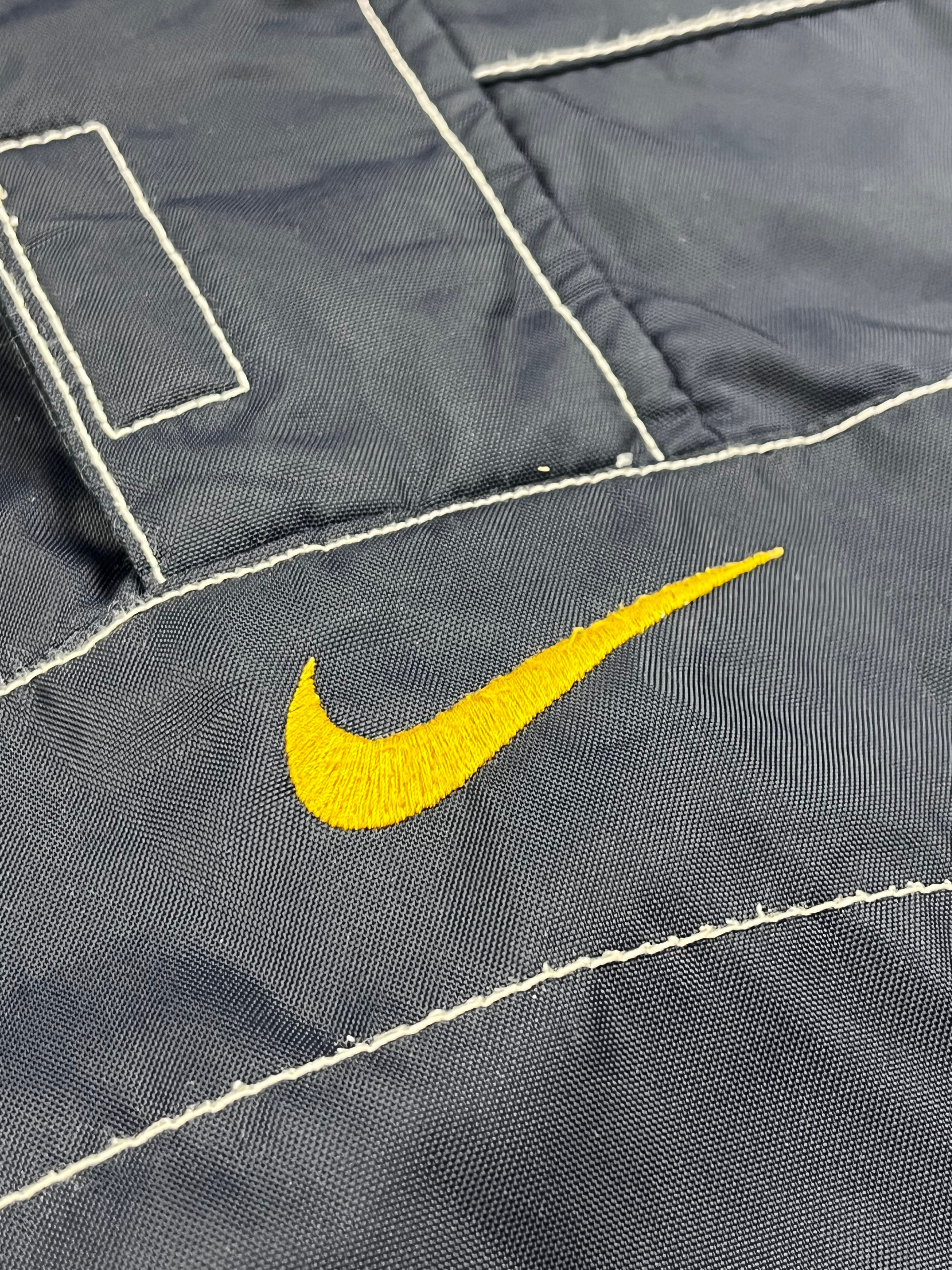 Nike Vintage Übergangsjacke Bestickt Backprint 90s Navy Gelb L