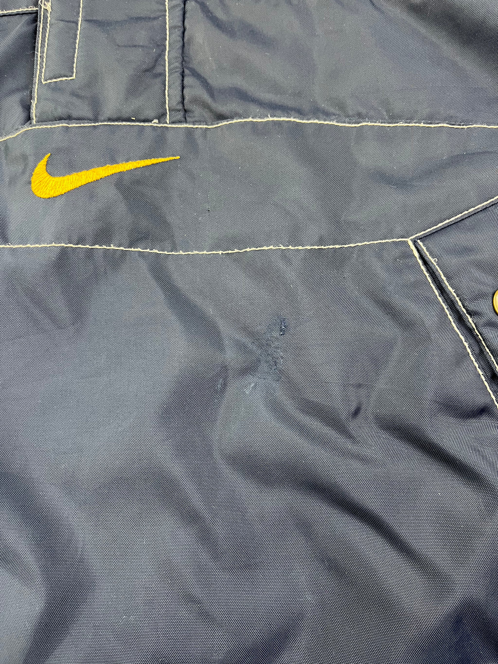 Nike Vintage Übergangsjacke Bestickt Backprint 90s Navy Gelb L