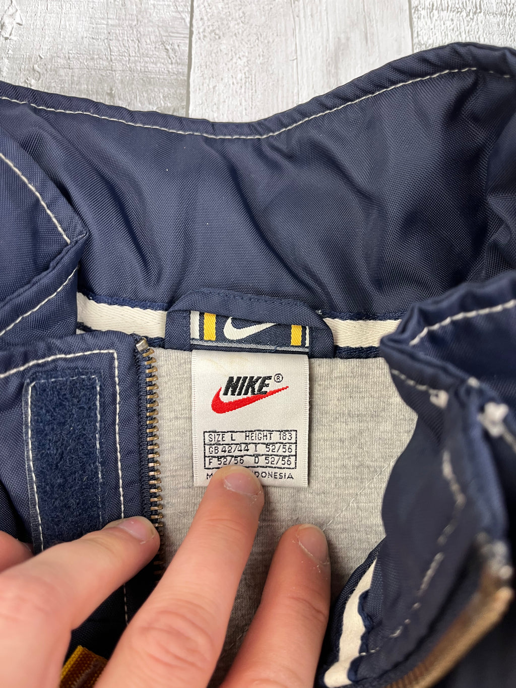 Nike Vintage Übergangsjacke Bestickt Backprint 90s Navy Gelb L