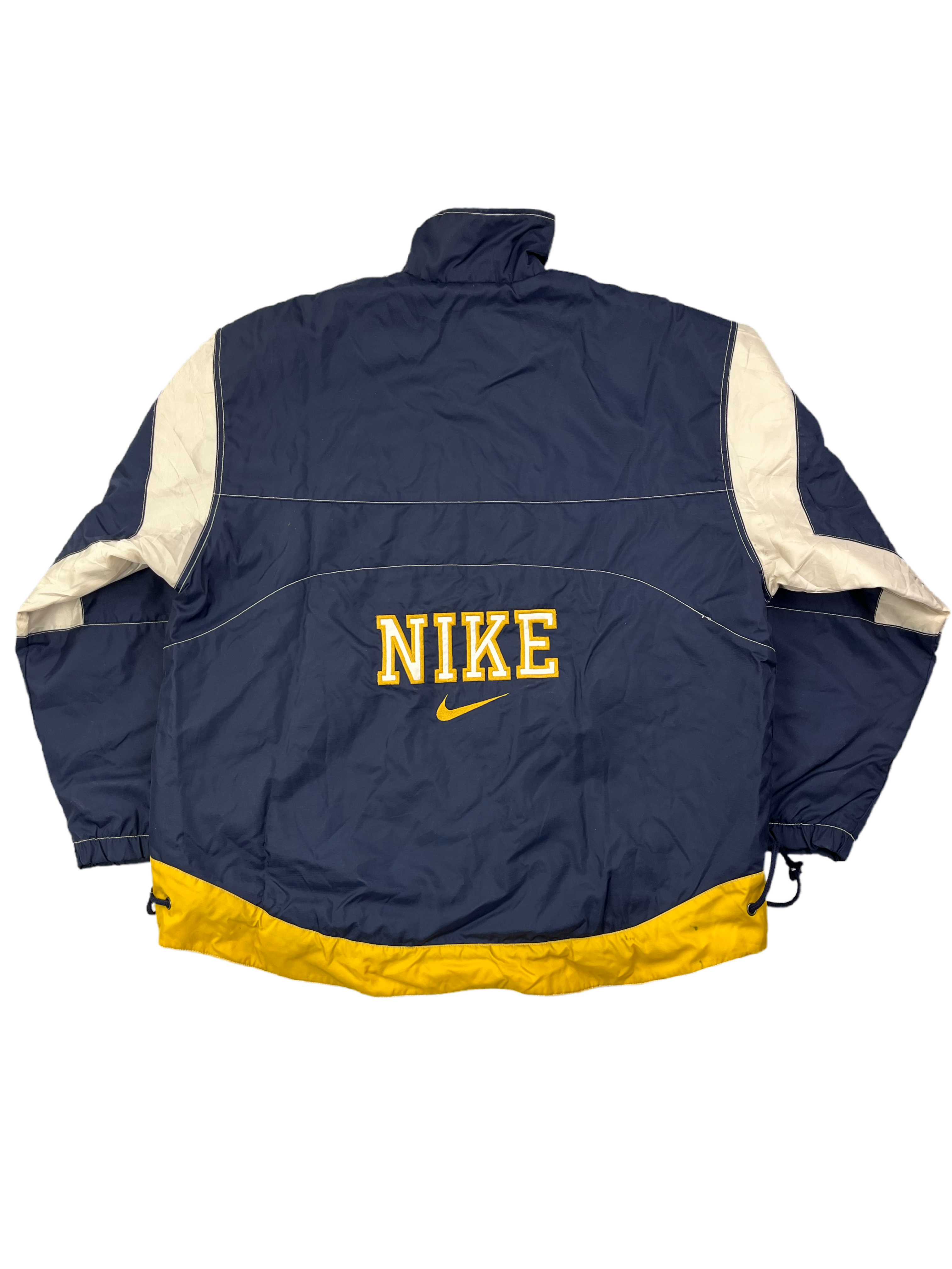 Nike Vintage Übergangsjacke Bestickt Backprint 90s Navy Gelb L