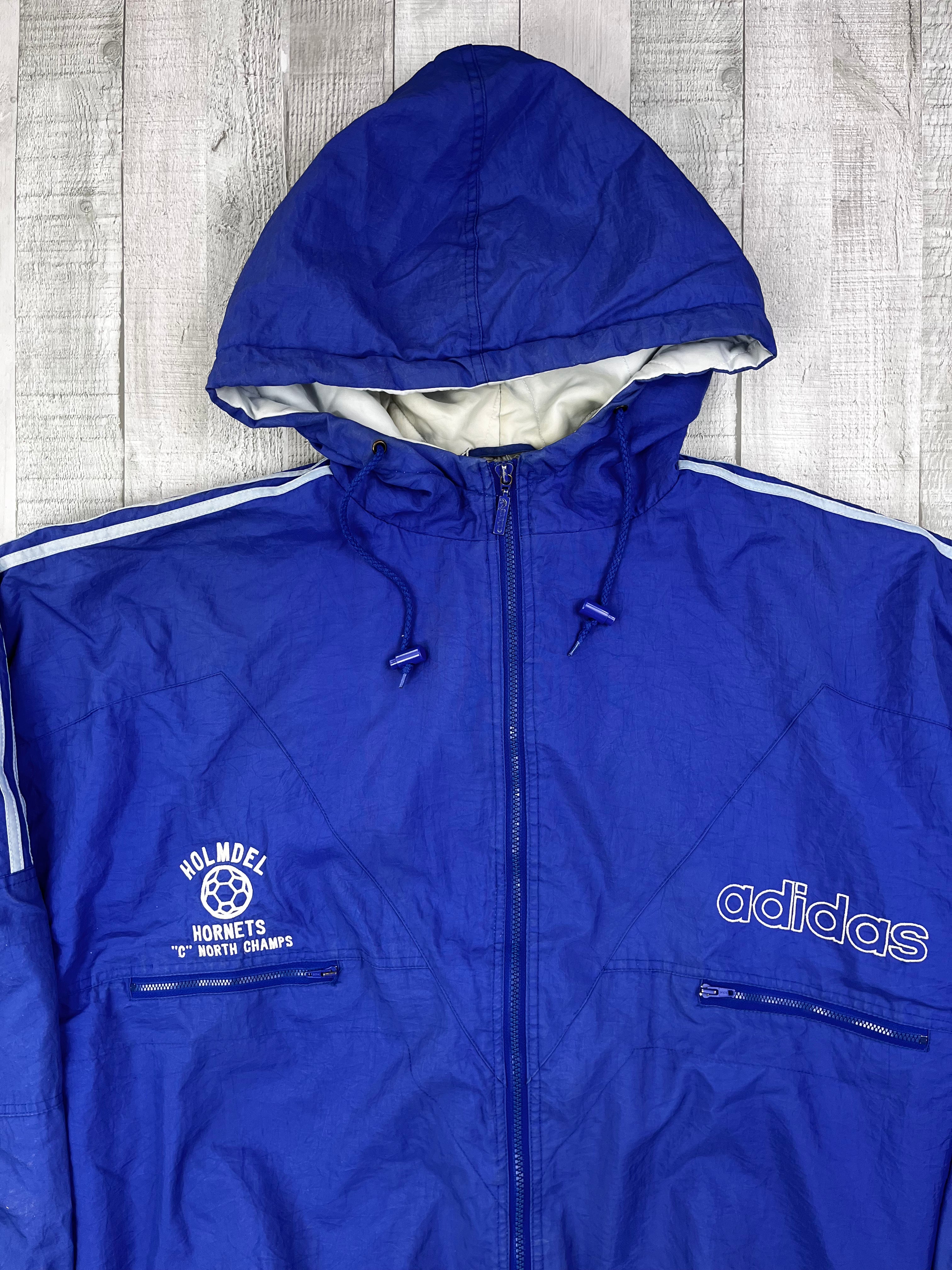 Adidas Vintage Übergangsjacke Kaputze 90s Blau ?