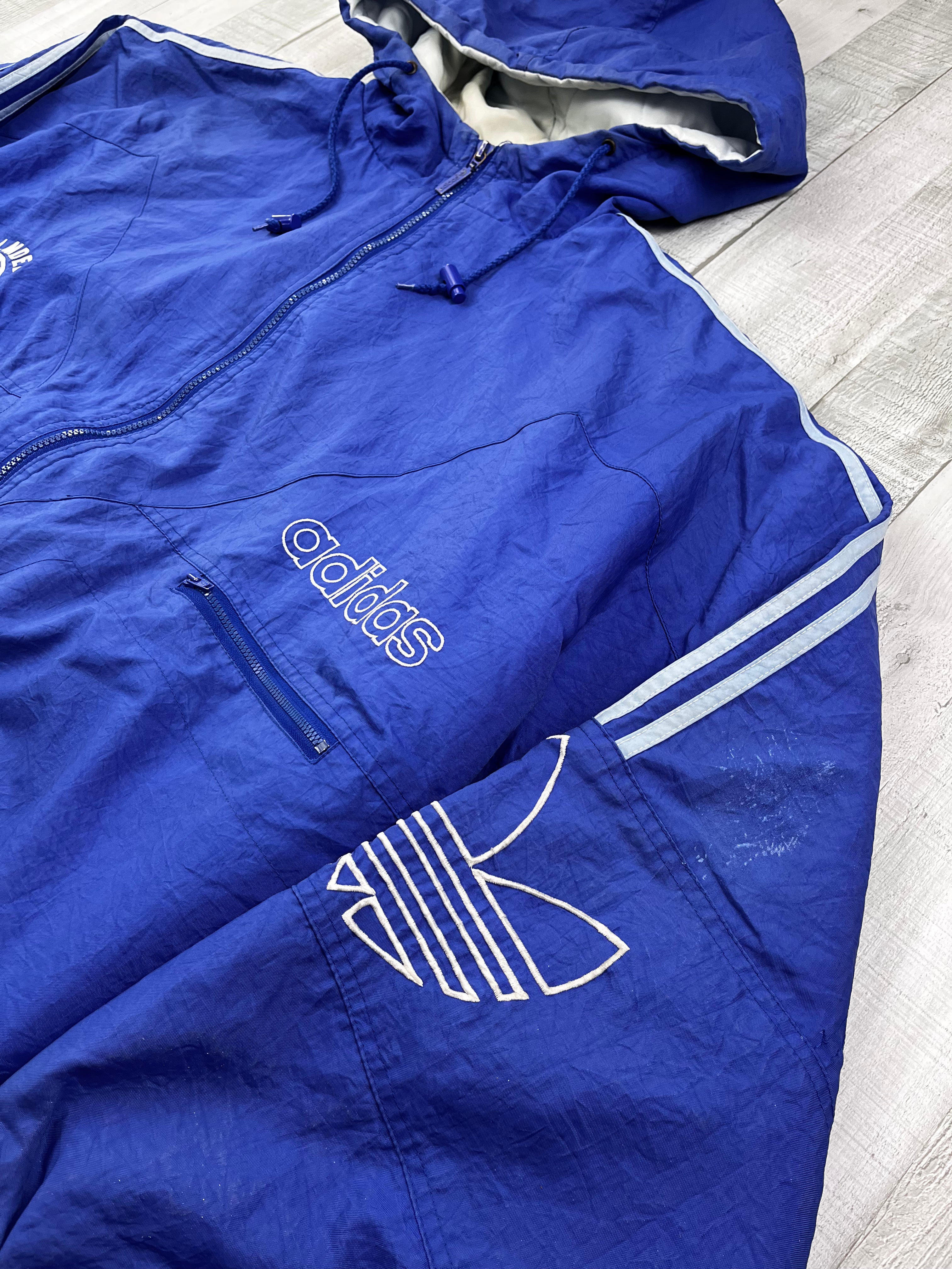 Adidas Vintage Übergangsjacke Kaputze 90s Blau ?