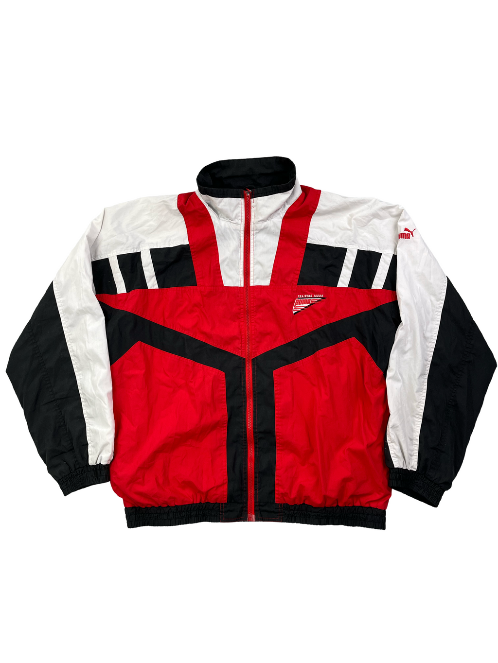 Puma Vintage Trainingsjacke 90s Schwarz Weiß Rot XL