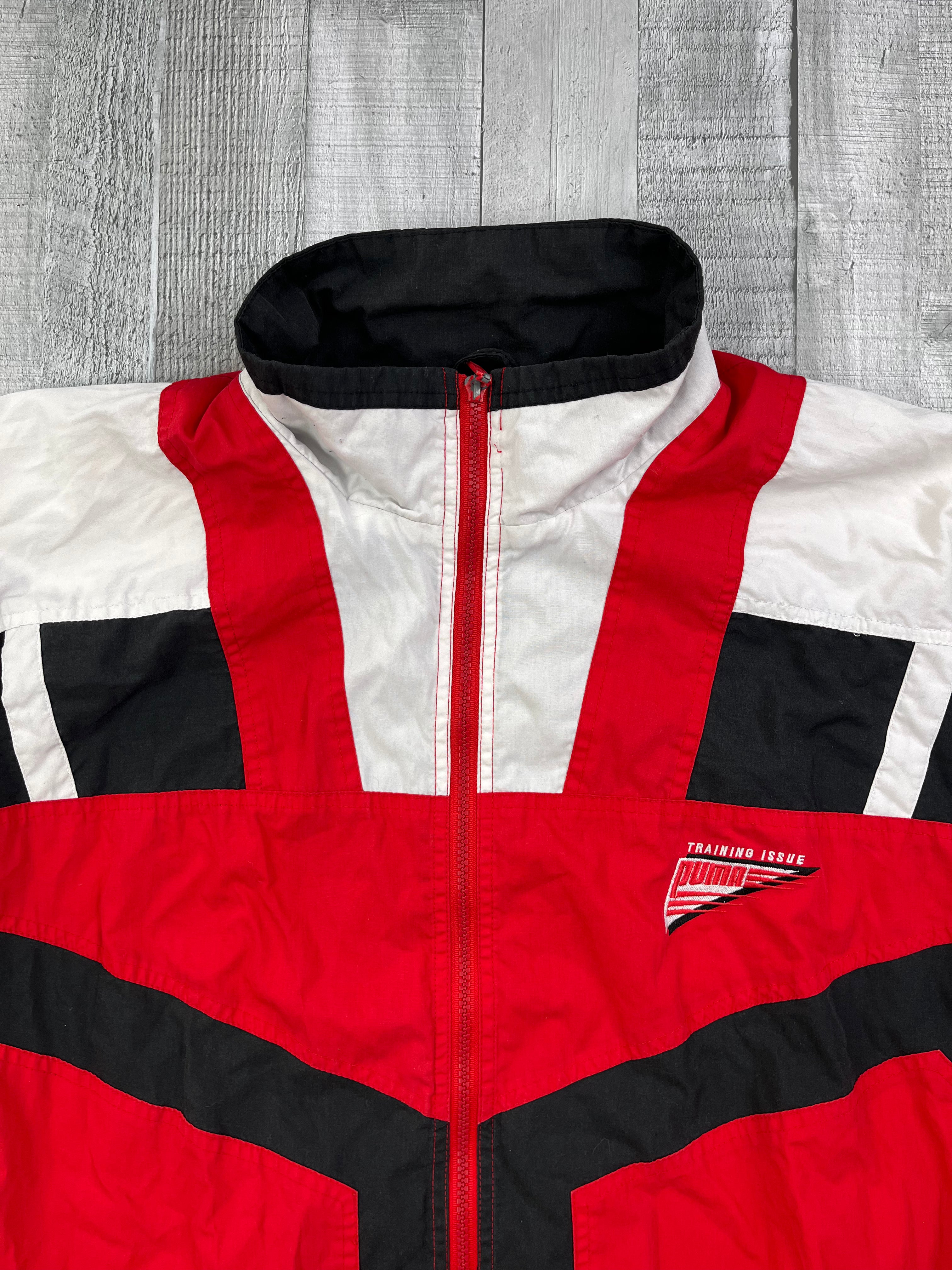 Puma Vintage Trainingsjacke 90s Schwarz Weiß Rot XL