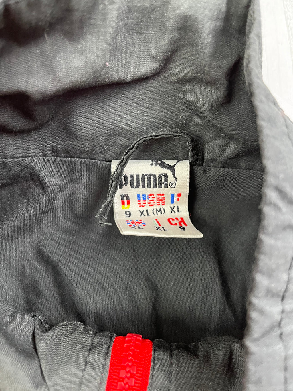 Puma Vintage Trainingsjacke 90s Schwarz Weiß Rot XL