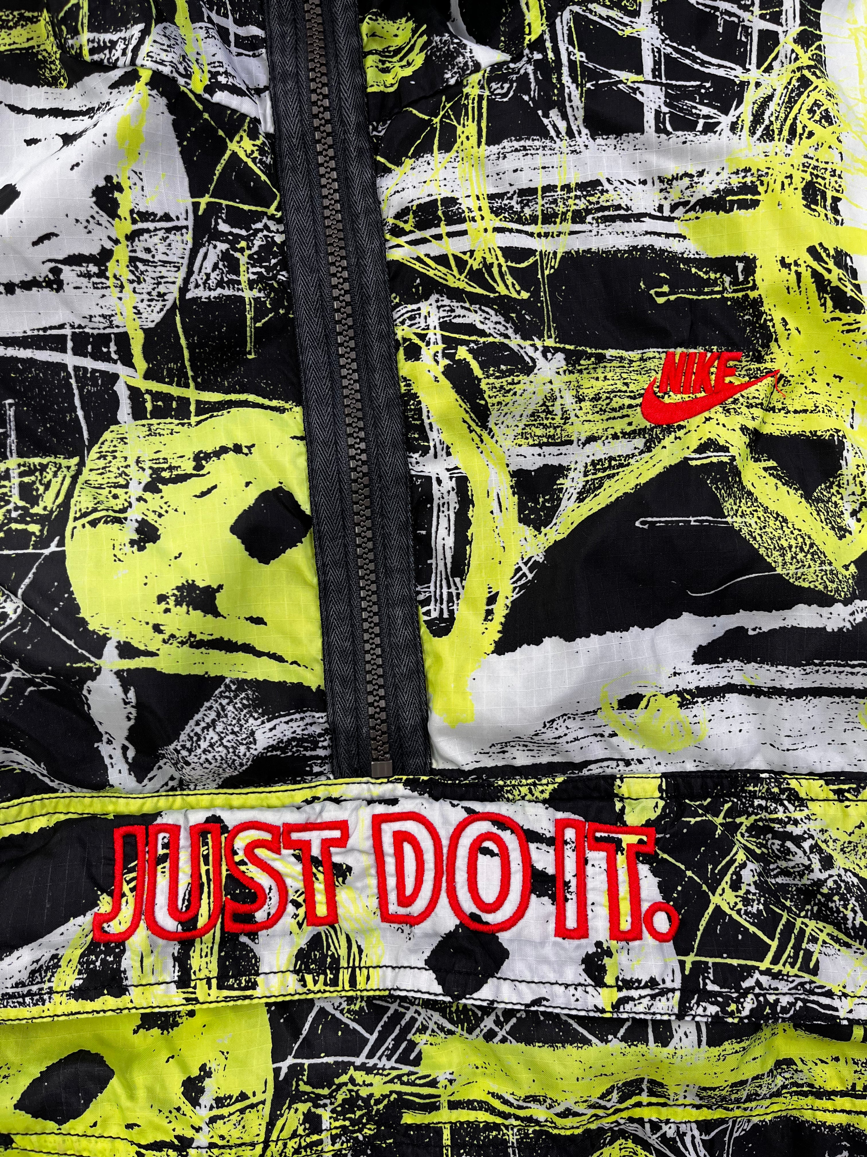 Nike Vintage Windbreaker Crazy Pattern 90s Grün Schwarz L