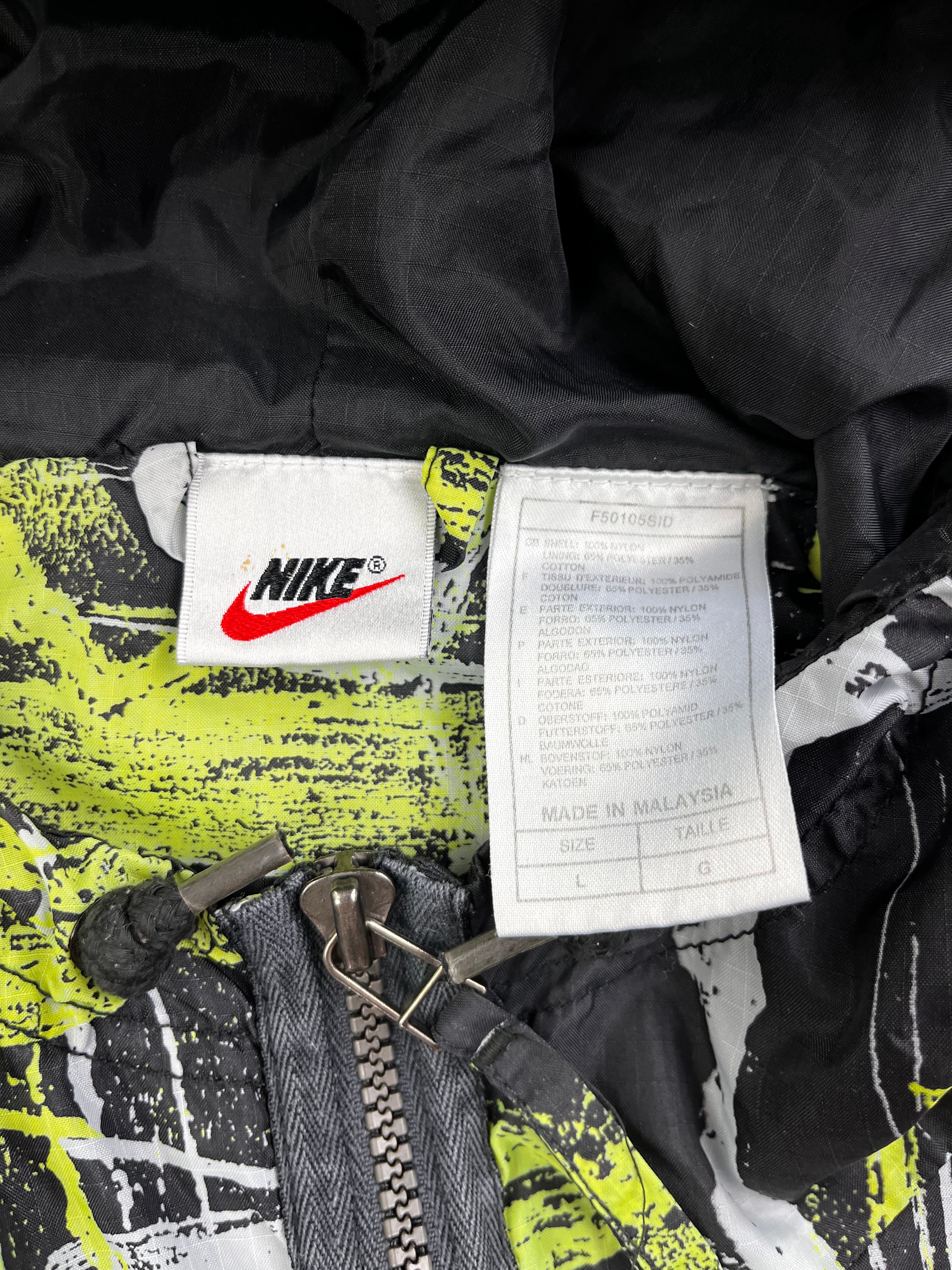 Nike Vintage Windbreaker Crazy Pattern 90s Grün Schwarz L