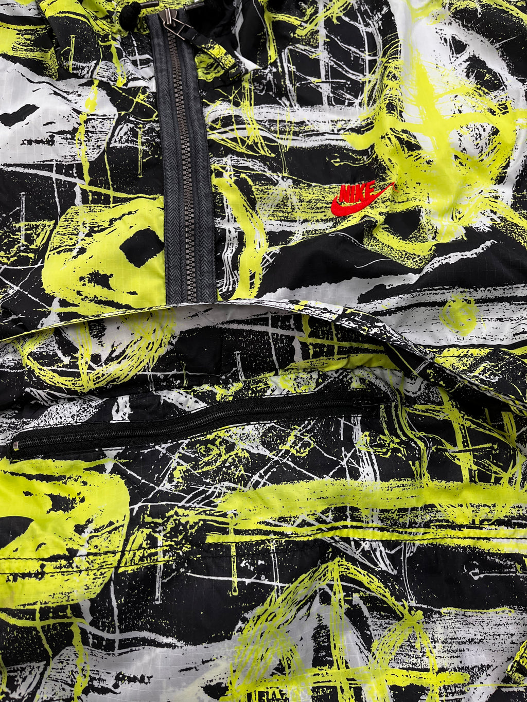 Nike Vintage Windbreaker Crazy Pattern 90s Grün Schwarz L