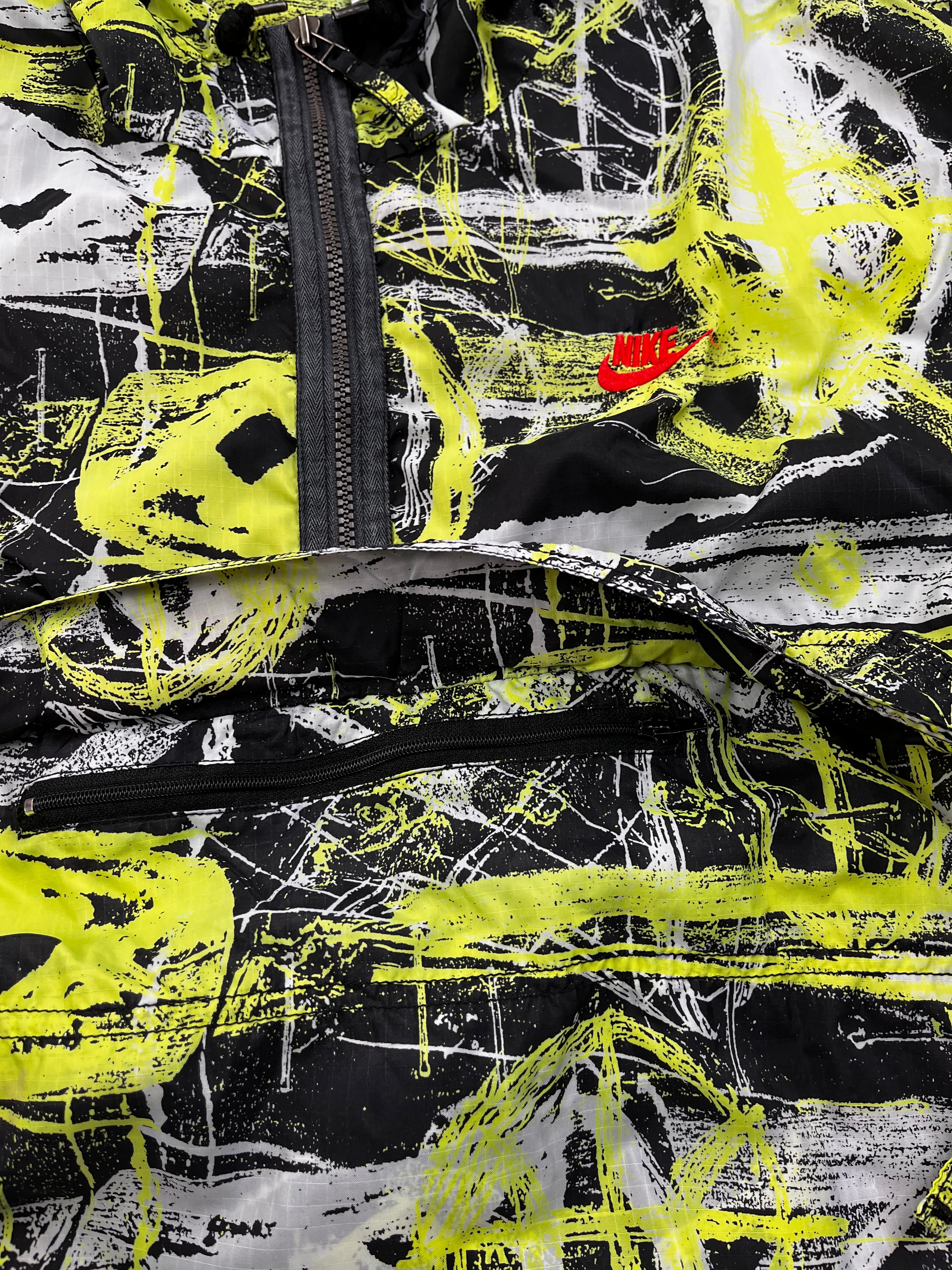 Nike Vintage Windbreaker Crazy Pattern 90s Grün Schwarz L