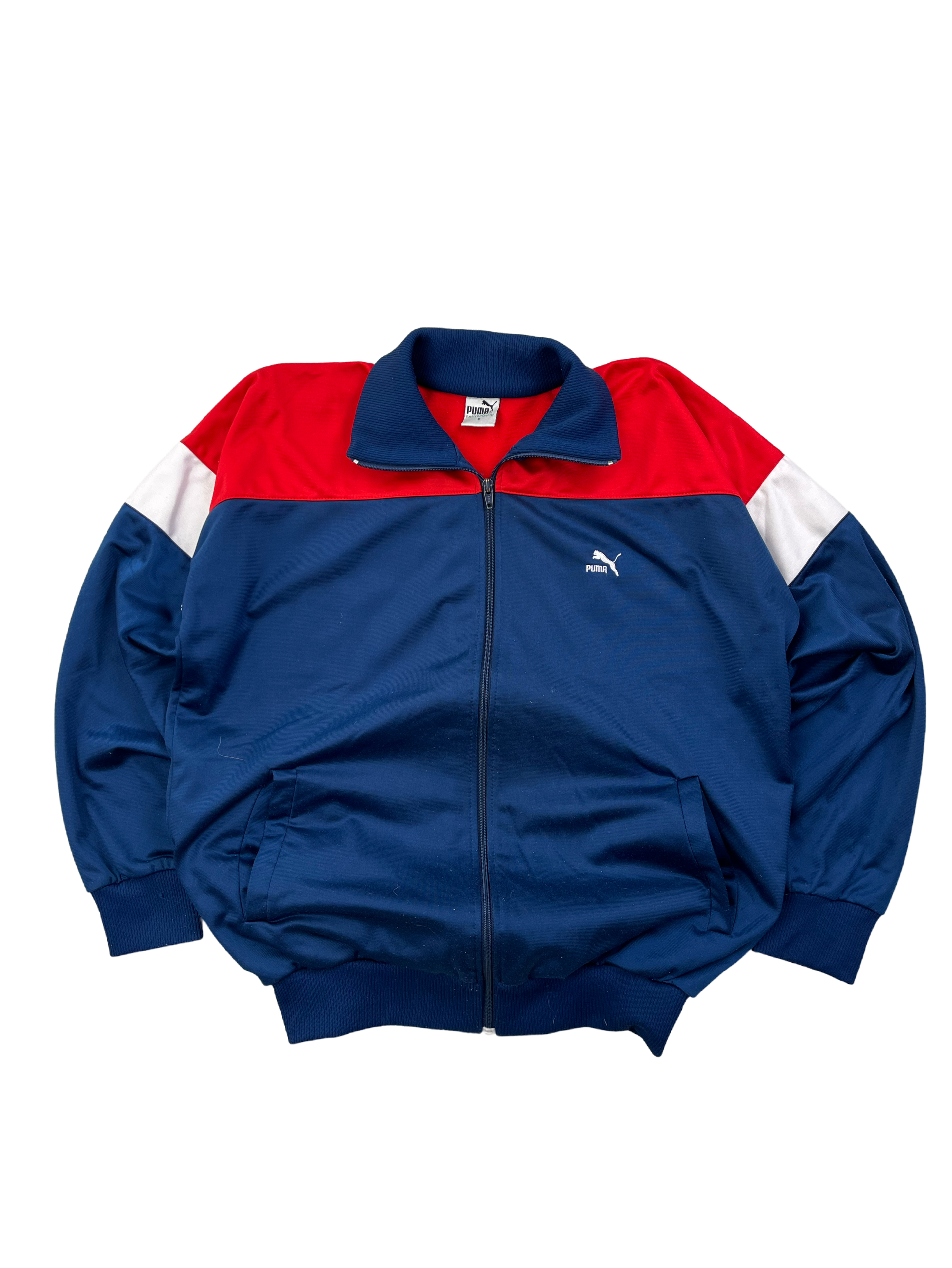 Puma Vintage Trainingsjacke 90s Dunkelblau Weiß Rot M