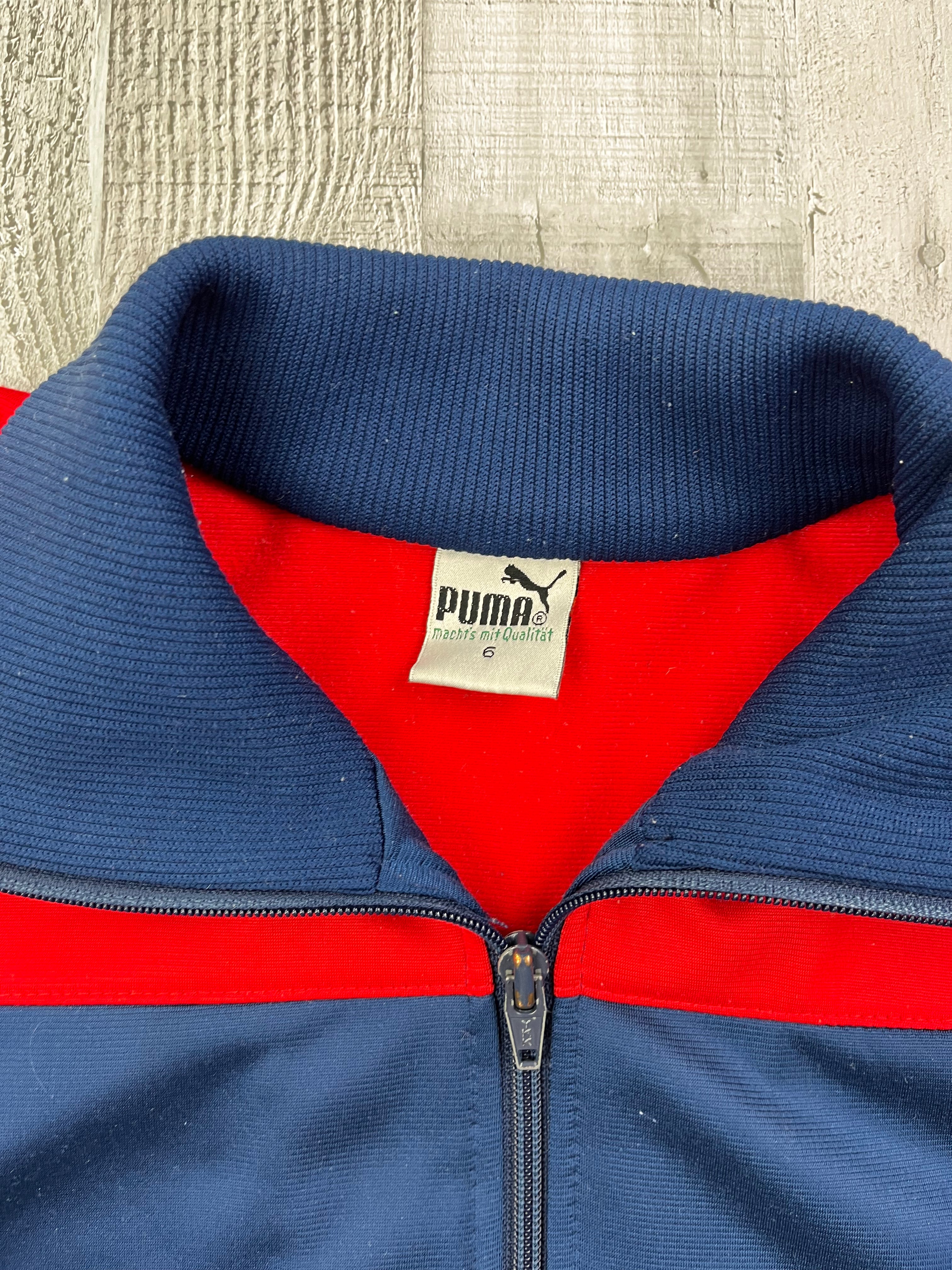 Puma Vintage Trainingsjacke 90s Dunkelblau Weiß Rot M