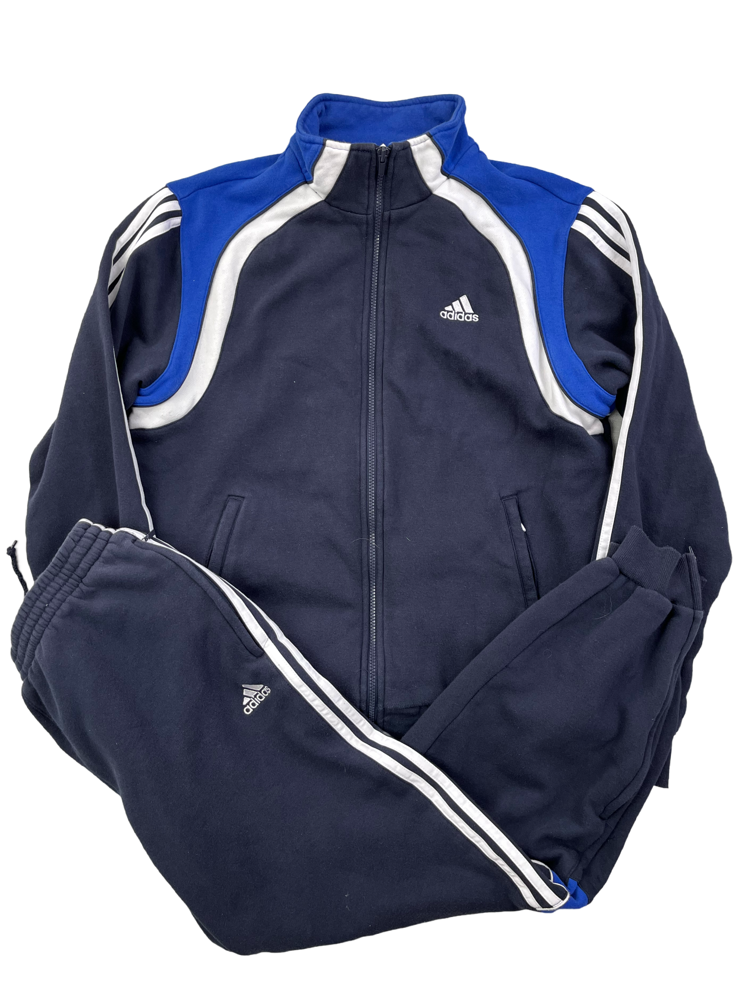 Adidas Vintage Jogginganzug Y2K Dunkelblau Blau Weiß S